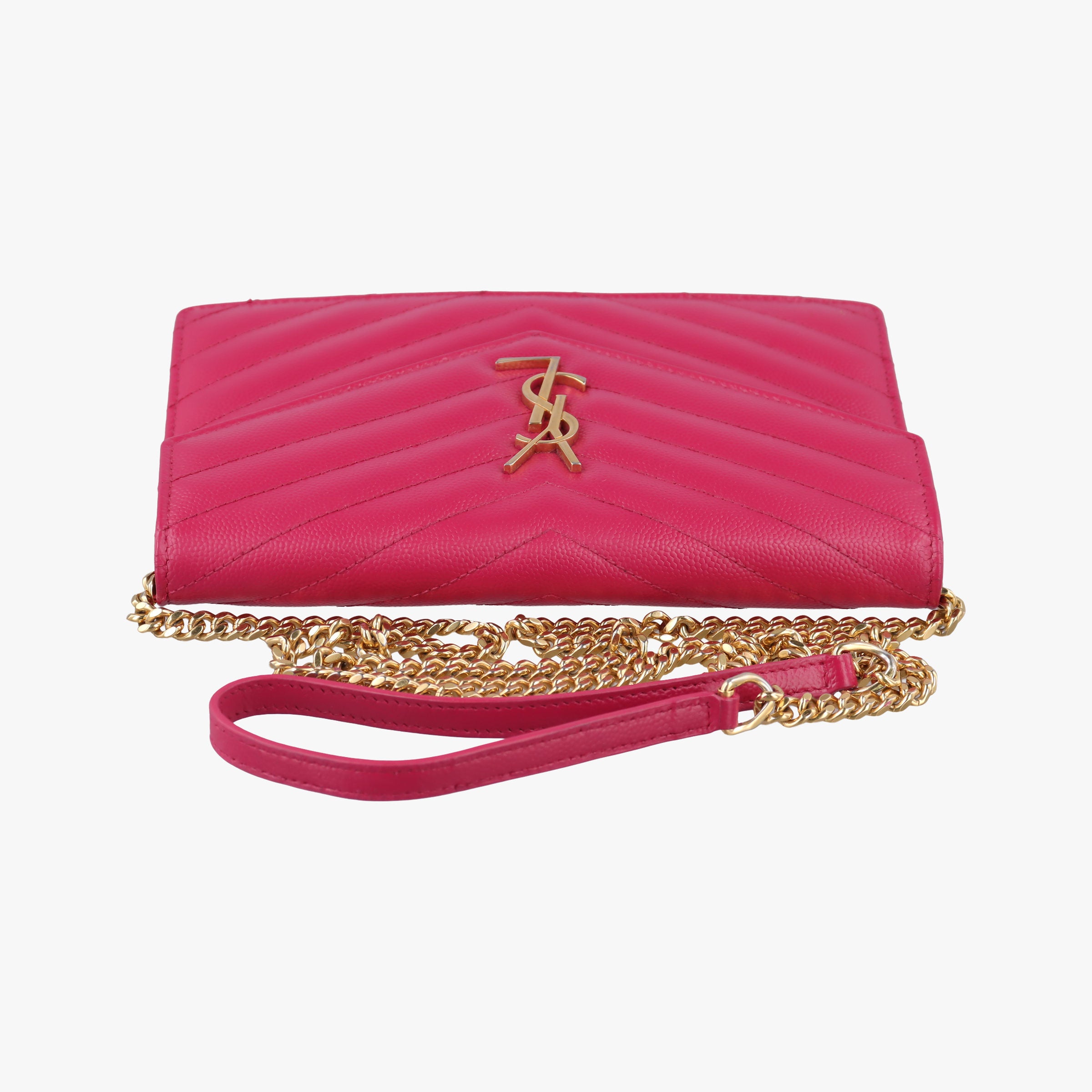 Pre-owned Yves Saint Laurent Monogram Pink Leather 393953 shoulderbag | stylenewstar
