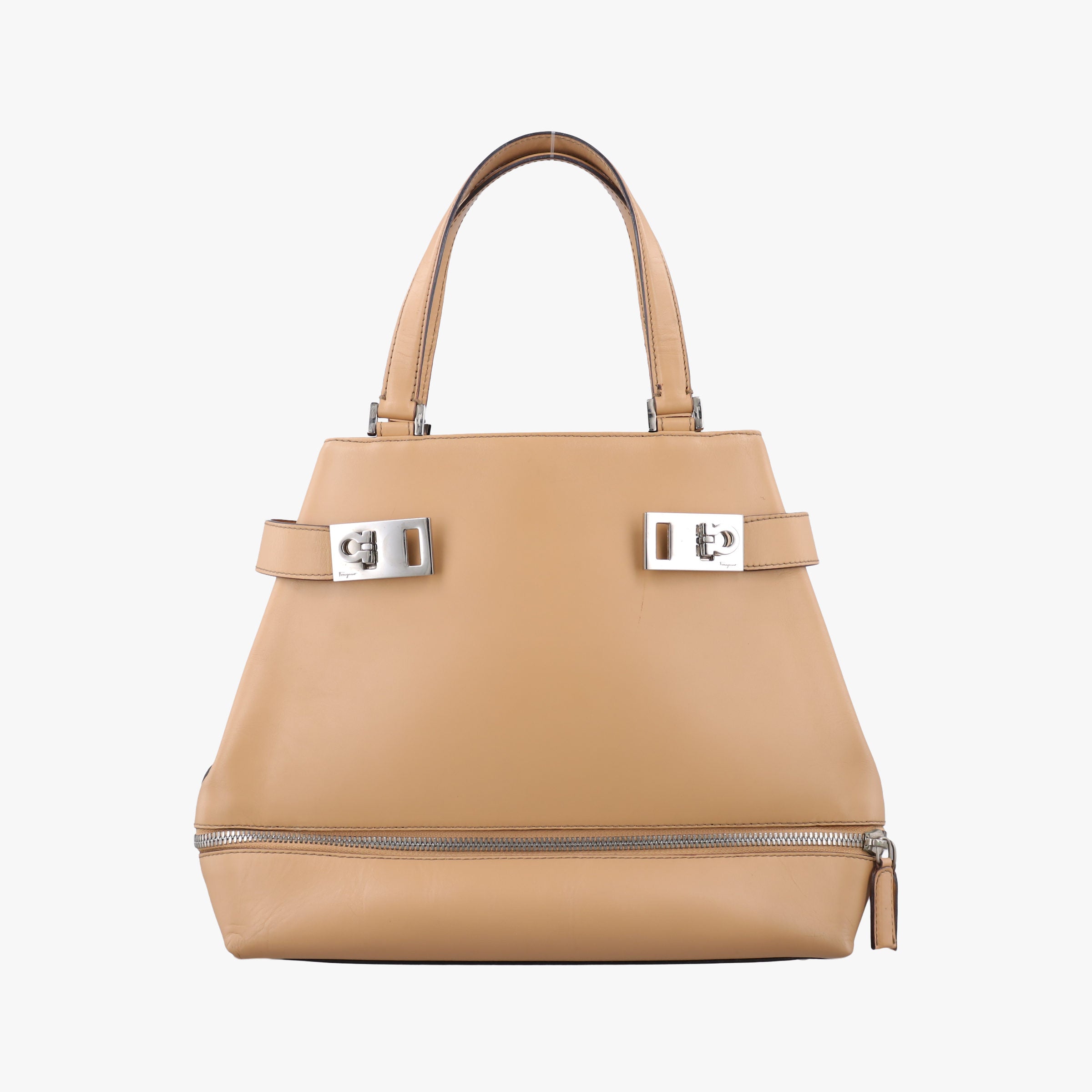 Pre-owned Ferragamo Gancini Camel Leather  handbag | stylenewstar