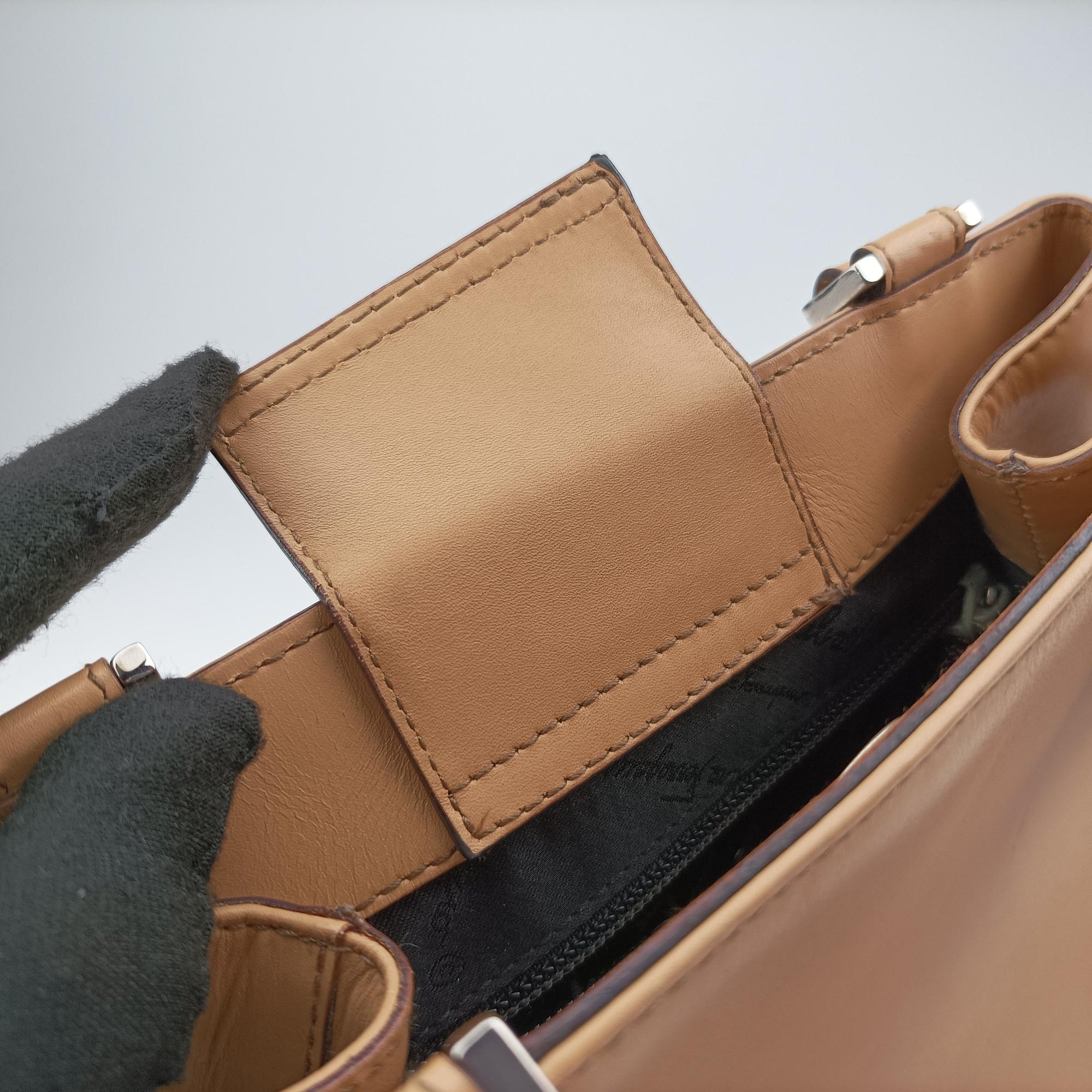 Pre-owned Ferragamo Gancini Camel Leather  handbag | stylenewstar