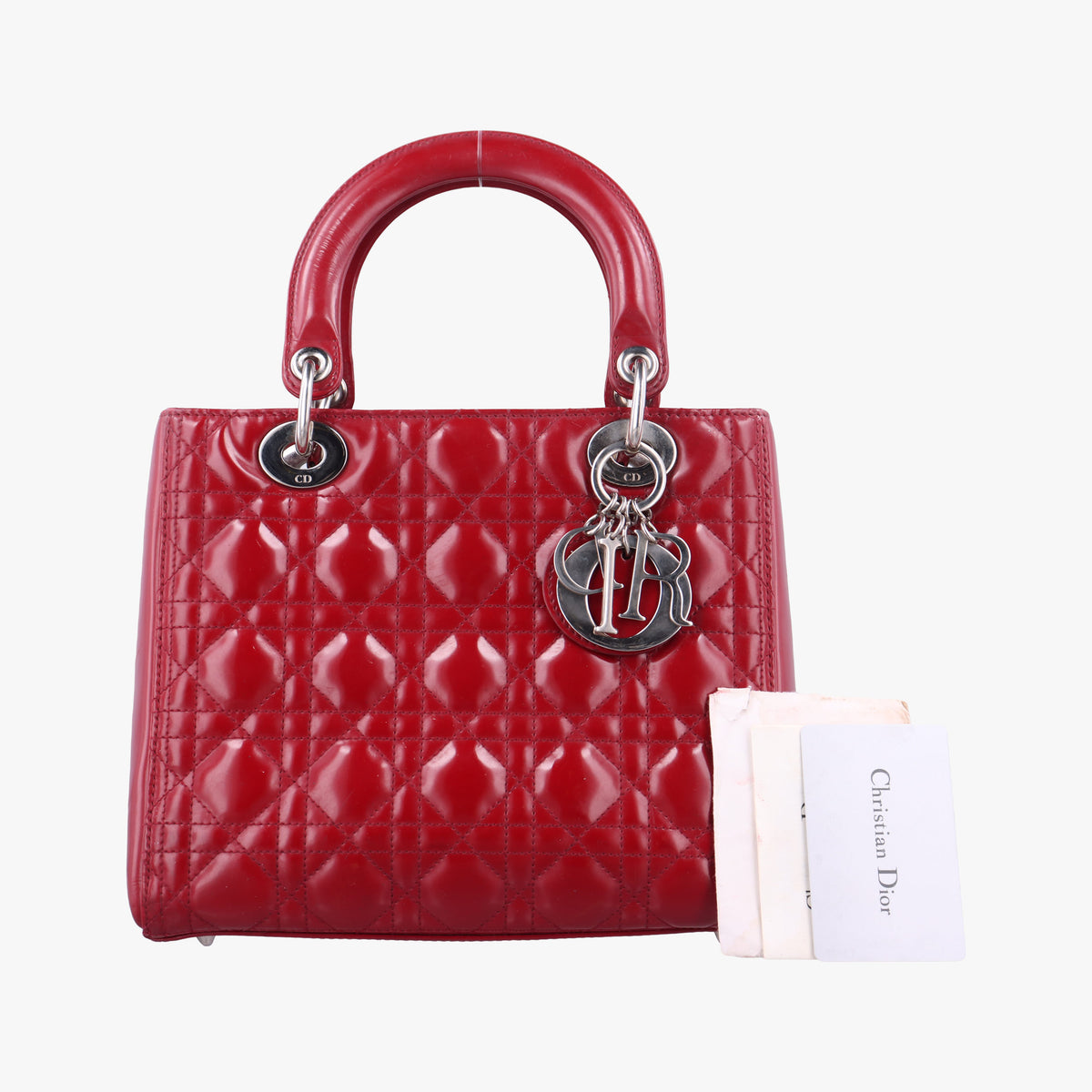 Pre-owned Christian Dior Lady Dior Red Patent  handbag | stylenewstar