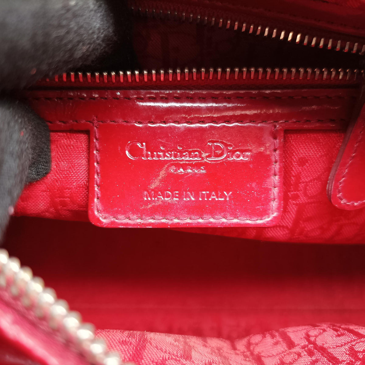Pre-owned Christian Dior Lady Dior Red Patent  handbag | stylenewstar
