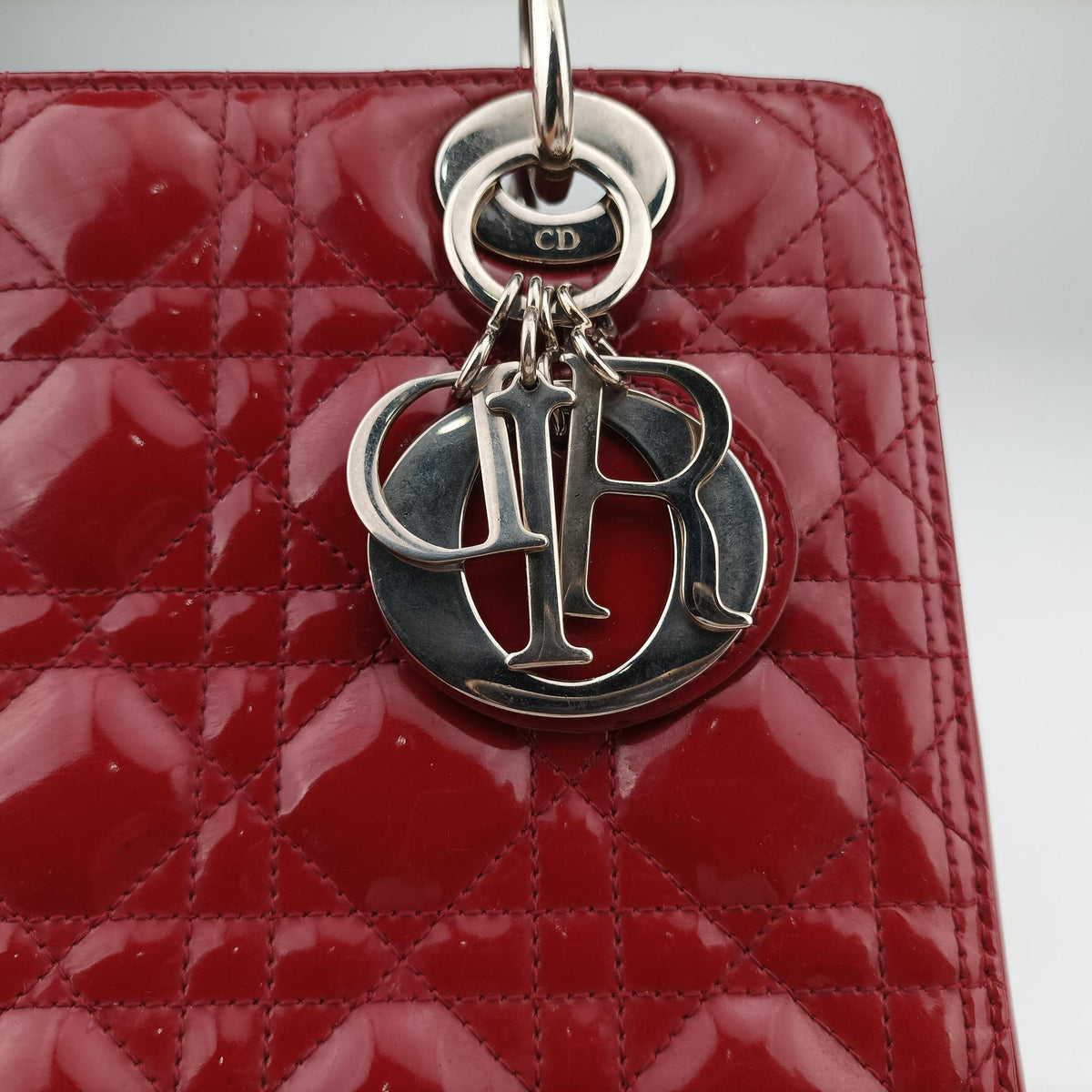Pre-owned Christian Dior Lady Dior Red Patent  handbag | stylenewstar