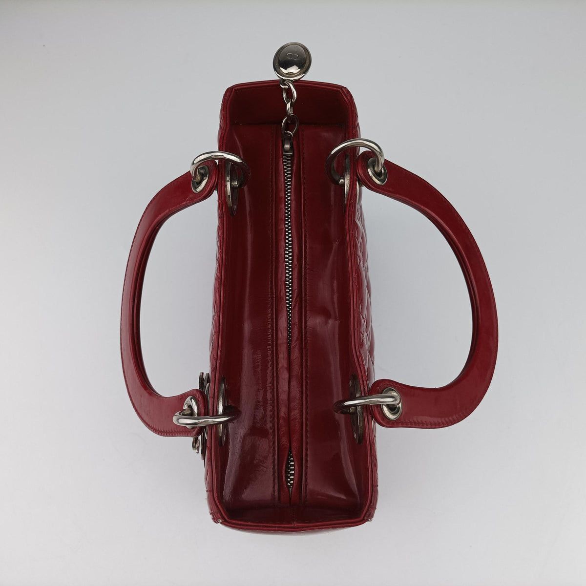 Pre-owned Christian Dior Lady Dior Red Patent  handbag | stylenewstar