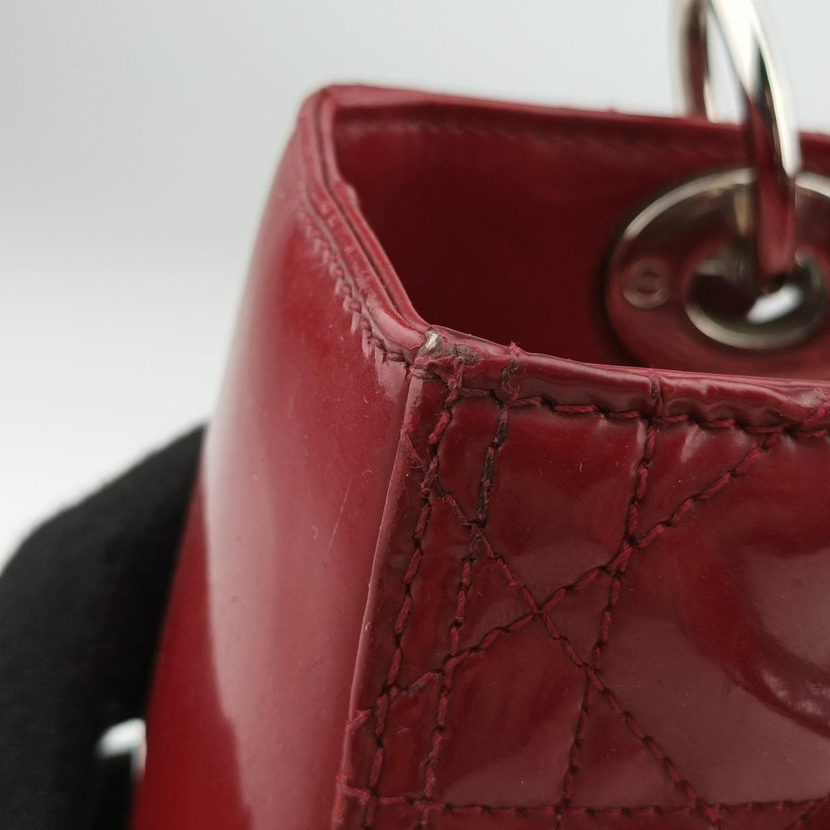 Pre-owned Christian Dior Lady Dior Red Patent  handbag | stylenewstar