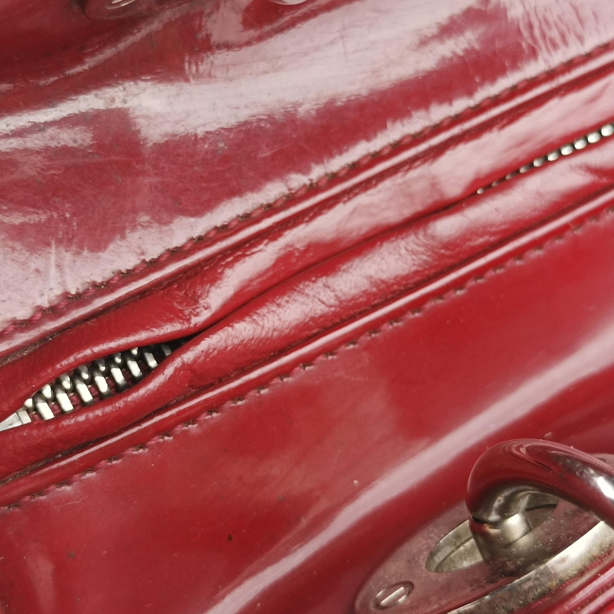 Pre-owned Christian Dior Lady Dior Red Patent  handbag | stylenewstar