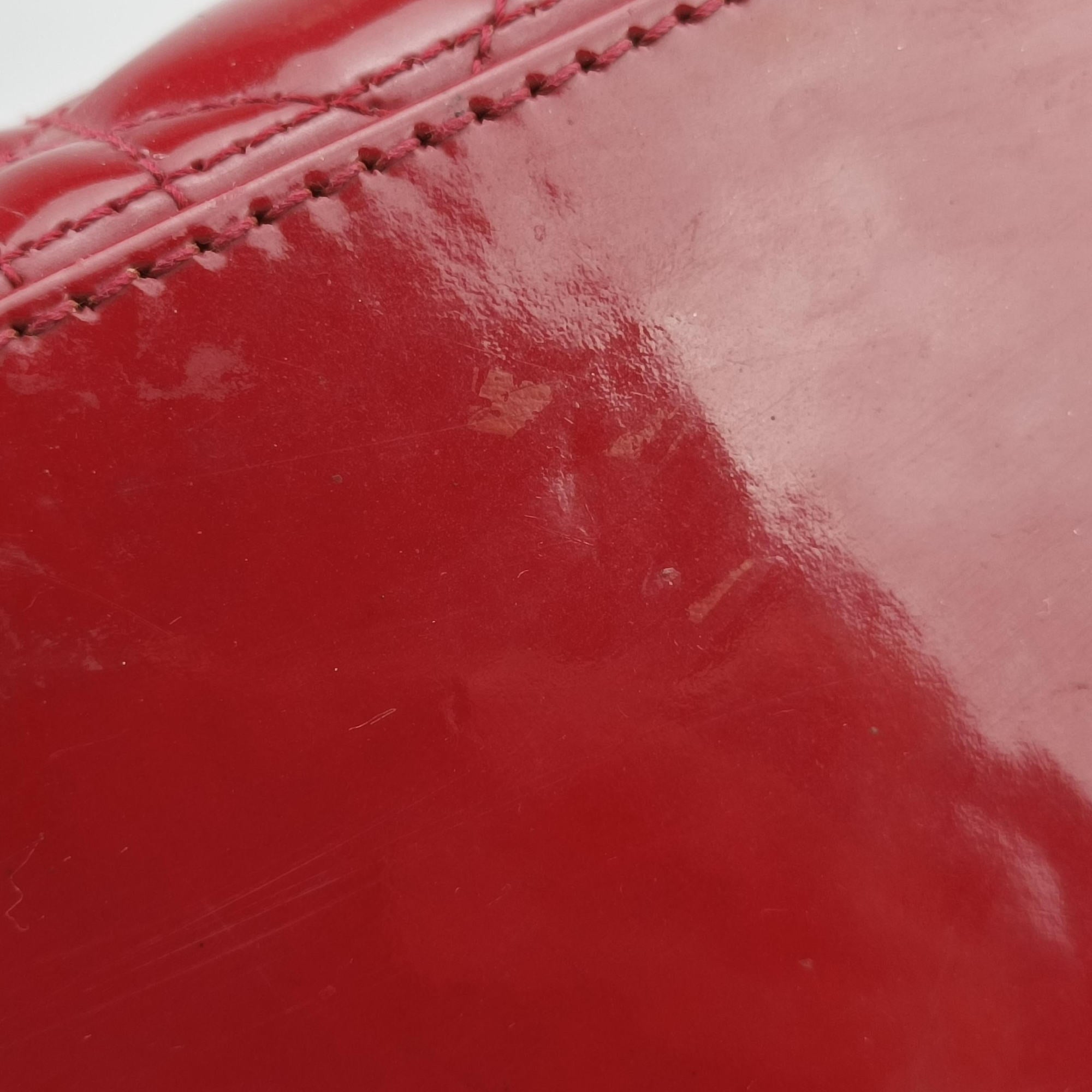 Pre-owned Christian Dior Lady Dior Red Patent  handbag | stylenewstar