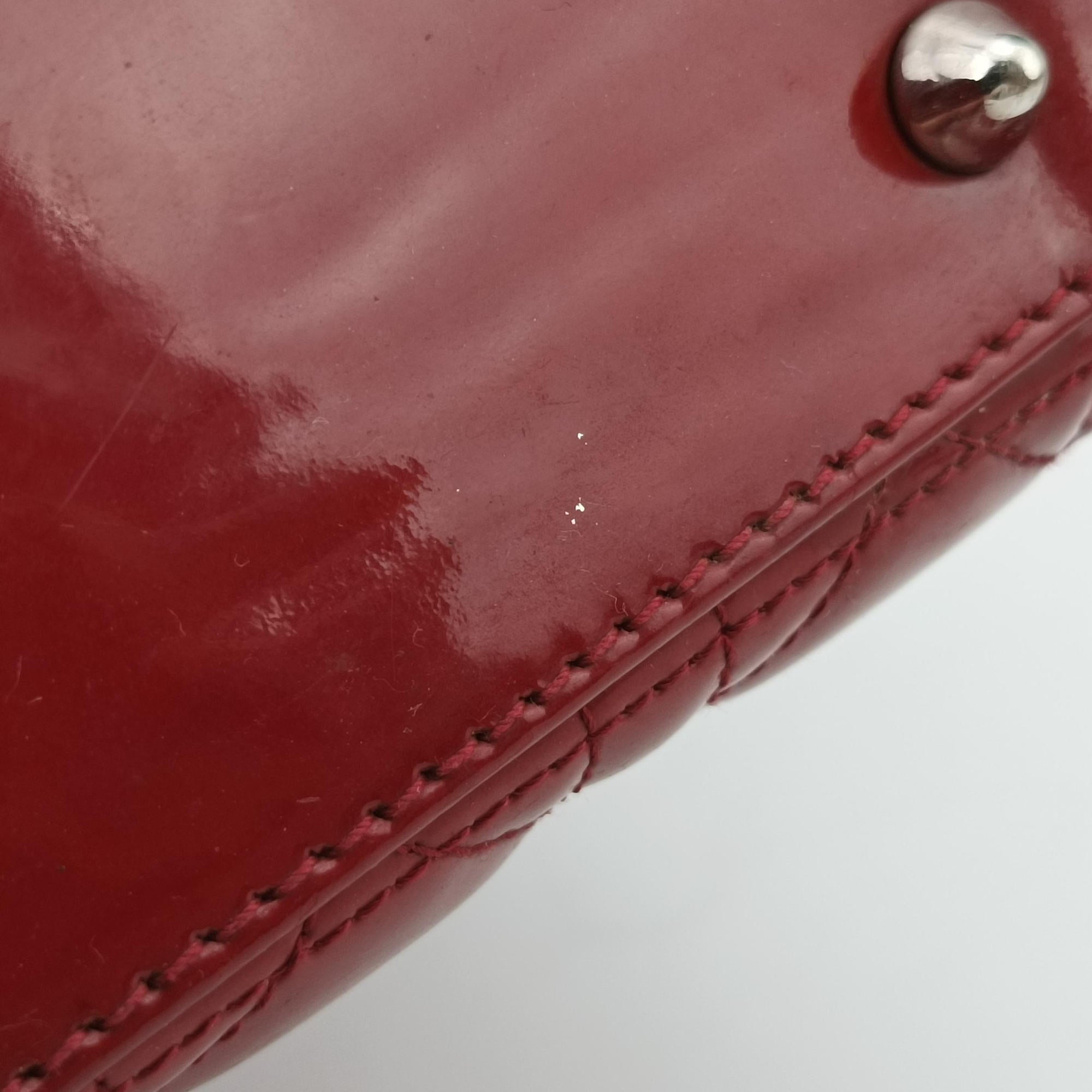 Pre-owned Christian Dior Lady Dior Red Patent  handbag | stylenewstar