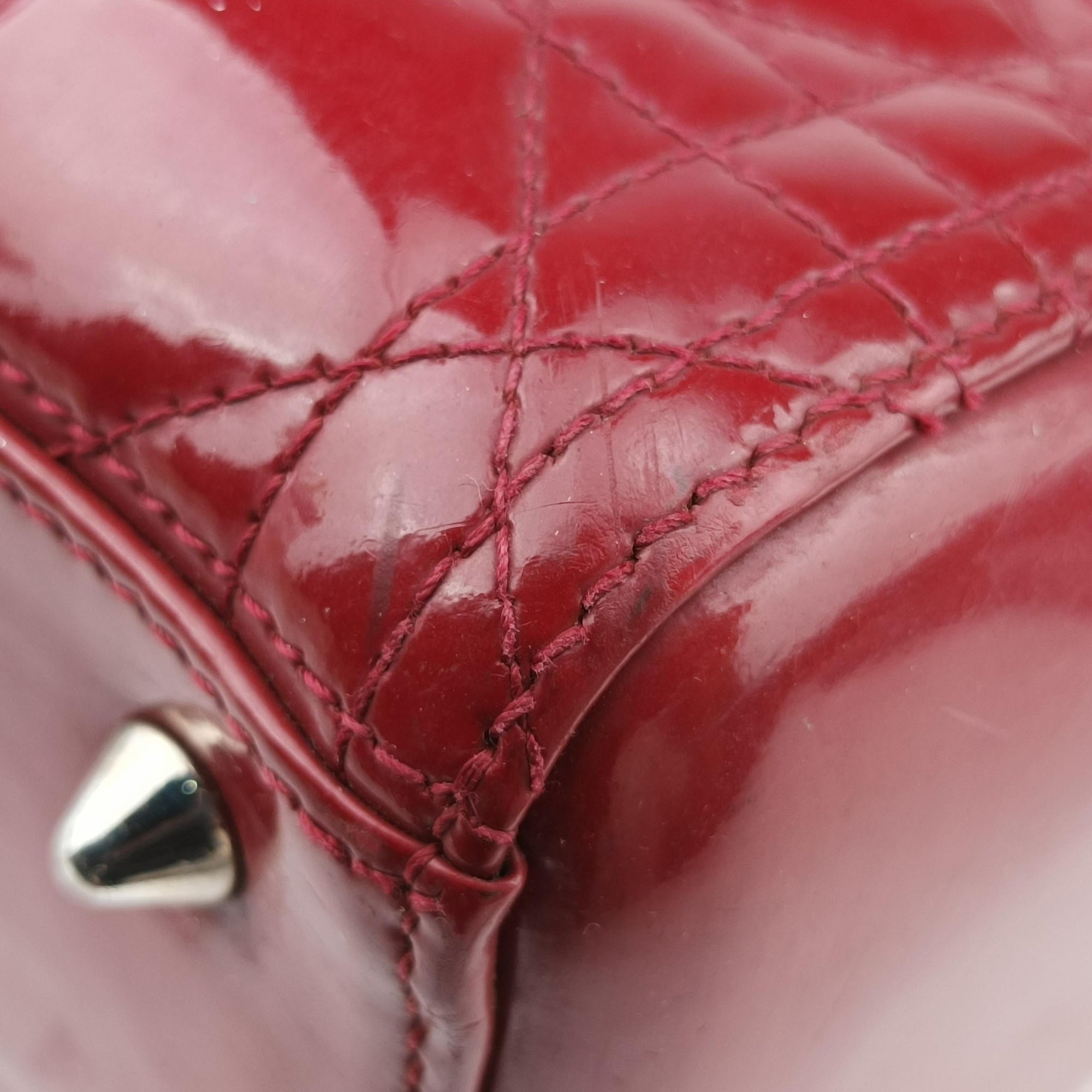 Pre-owned Christian Dior Lady Dior Red Patent  handbag | stylenewstar