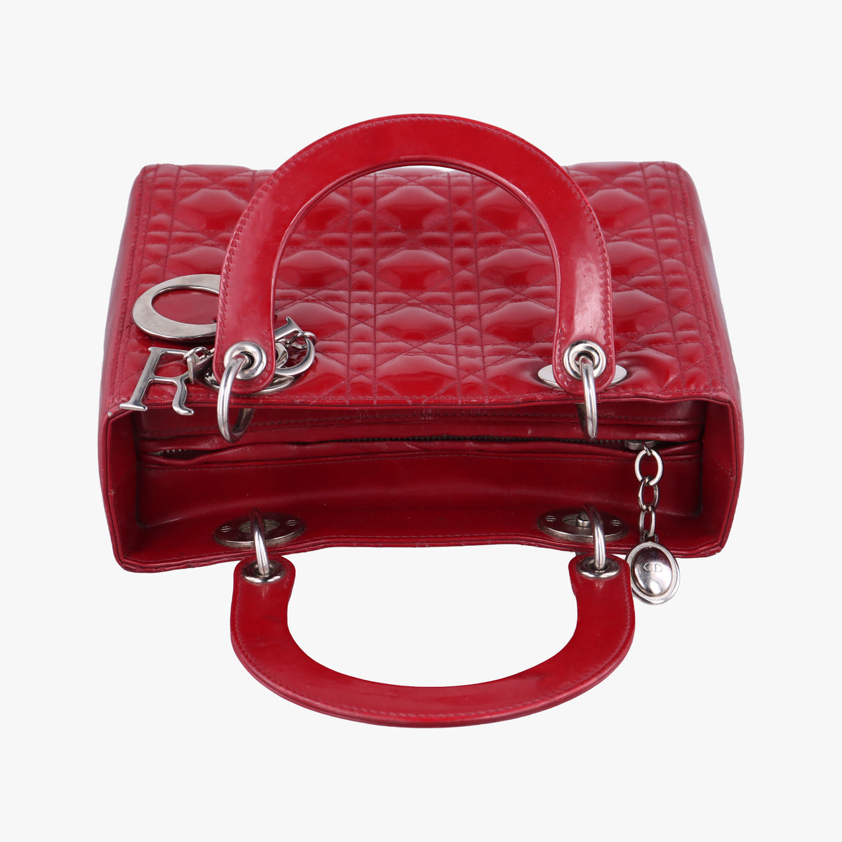 Pre-owned Christian Dior Lady Dior Red Patent  handbag | stylenewstar