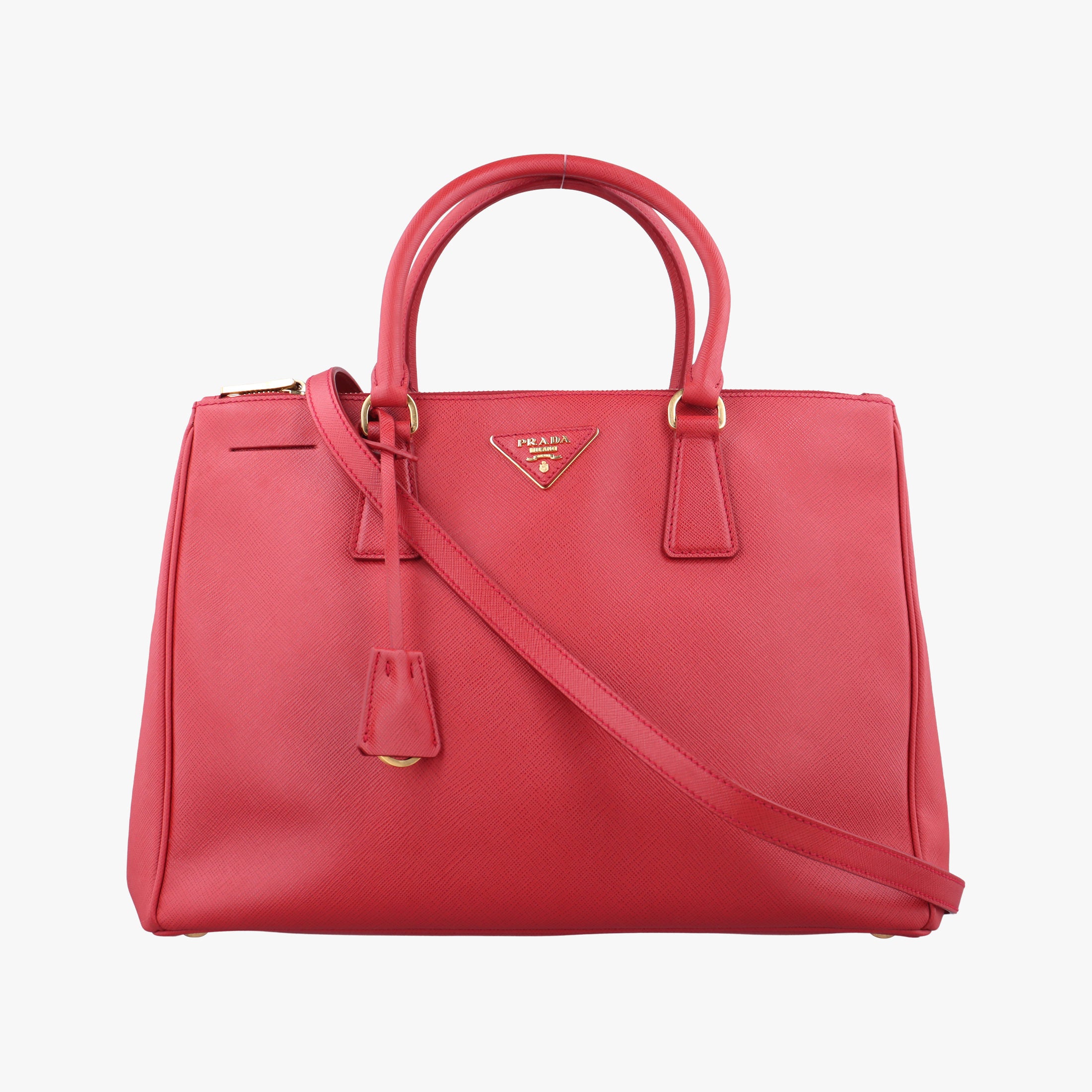 Pre-owned Prada Galleria Red SAFFIANO Leather BN1844 shoulderbag | stylenewstar
