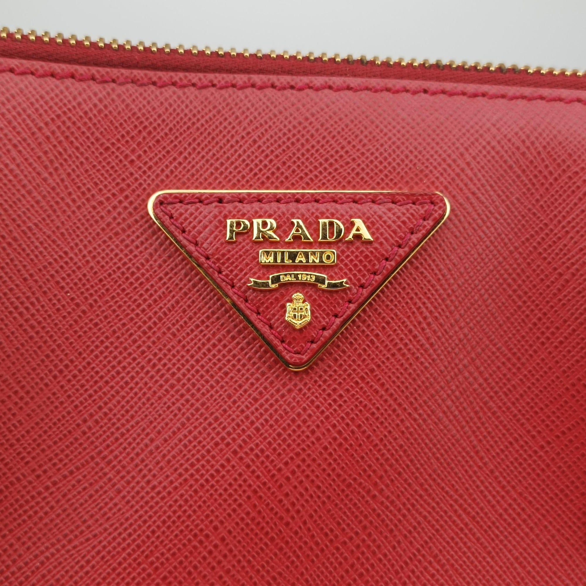 Pre-owned Prada Galleria Red SAFFIANO Leather BN1844 shoulderbag | stylenewstar