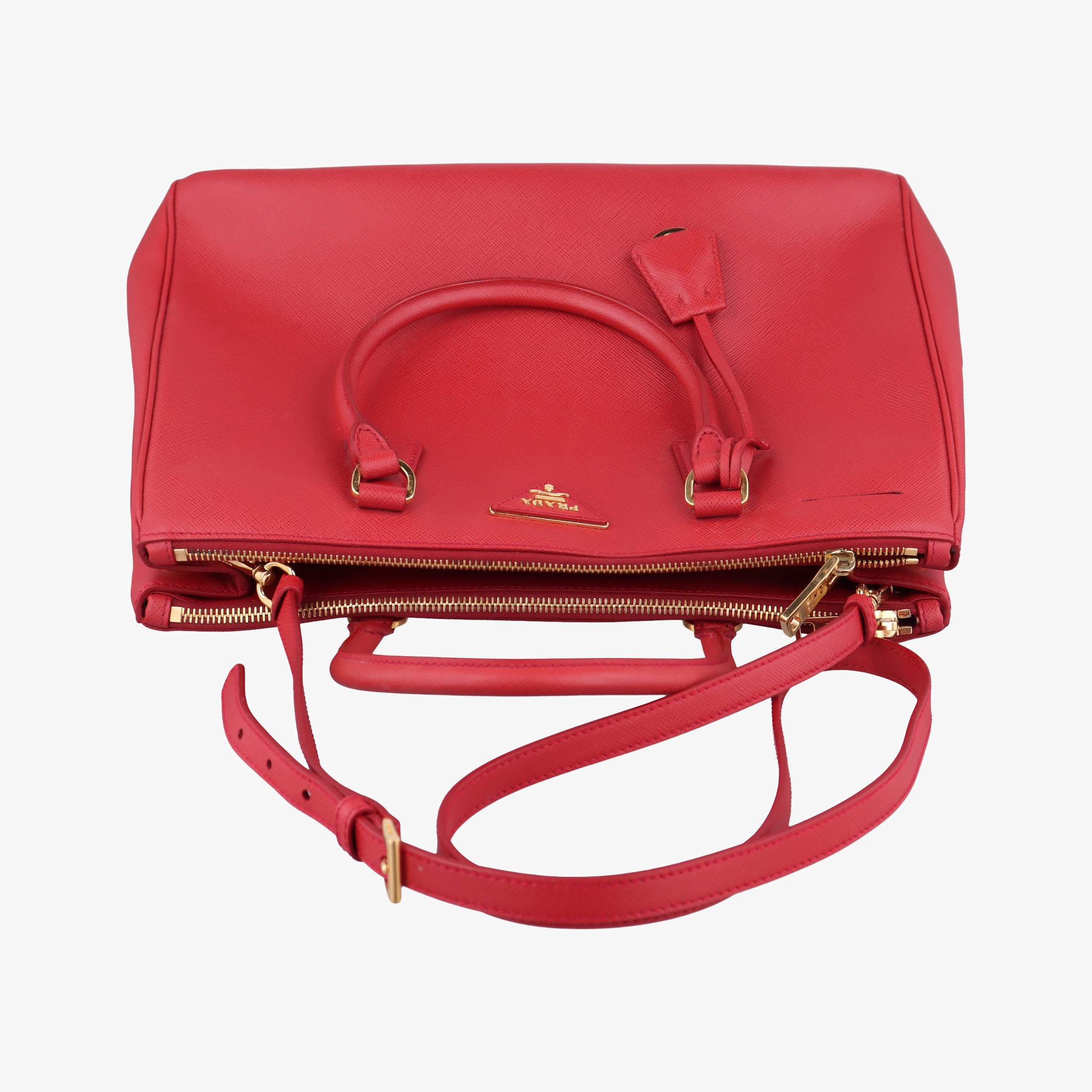 Pre-owned Prada Galleria Red SAFFIANO Leather BN1844 shoulderbag | stylenewstar