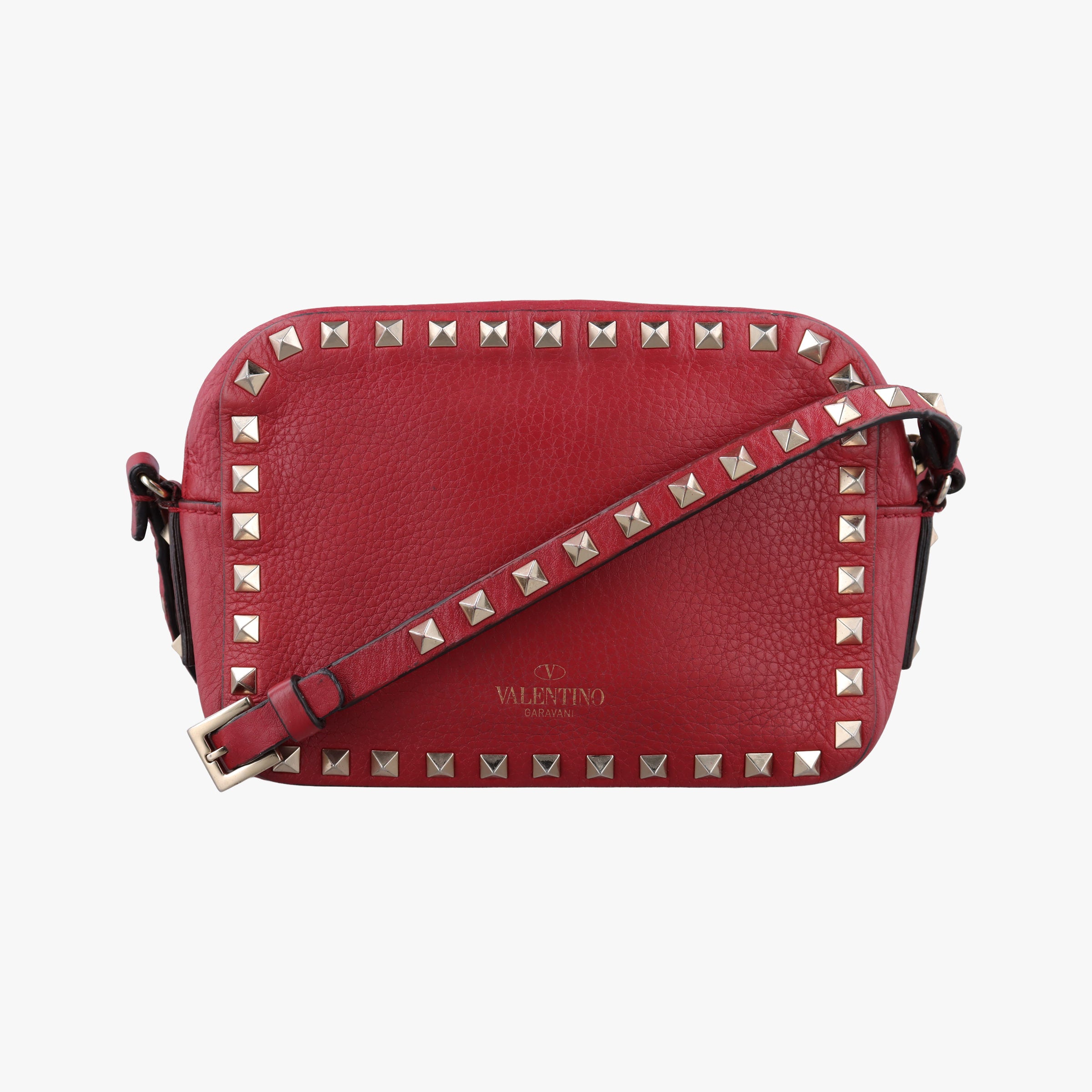 Pre-owned Valentino Rockstud Red Leather  shoulderbag | stylenewstar