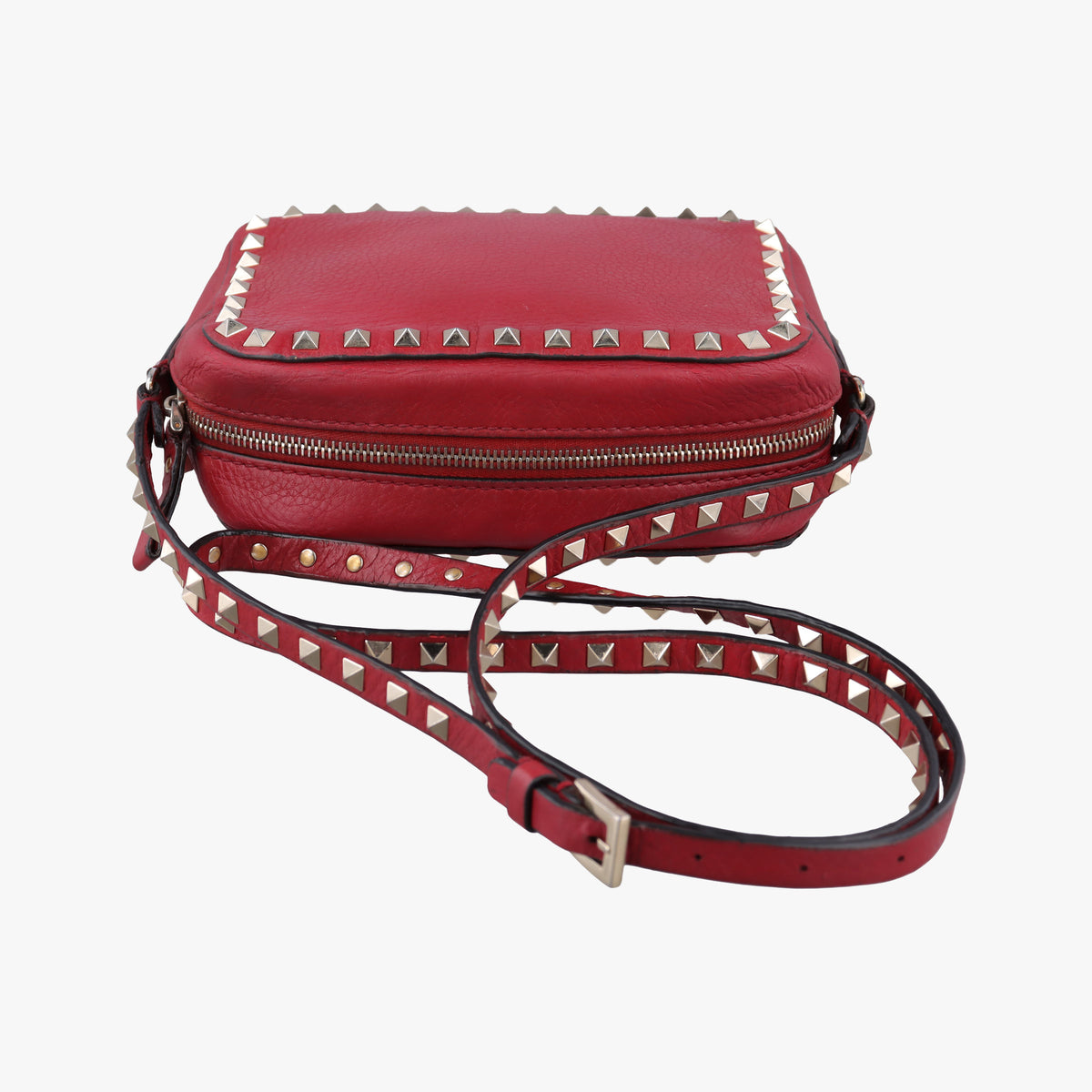 Pre-owned Valentino Rockstud Red Leather  shoulderbag | stylenewstar