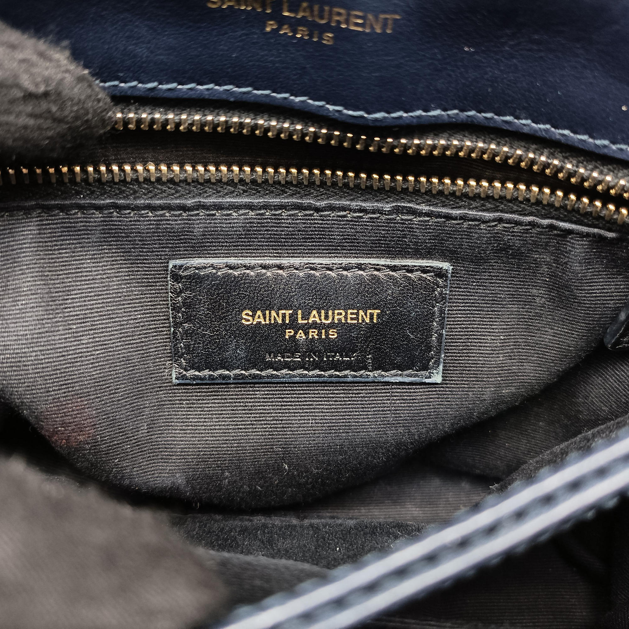 Vintage Yves Saint Laurent Monogram Lulutoy Navy velour 467072 shoulderbag | stylenewstar