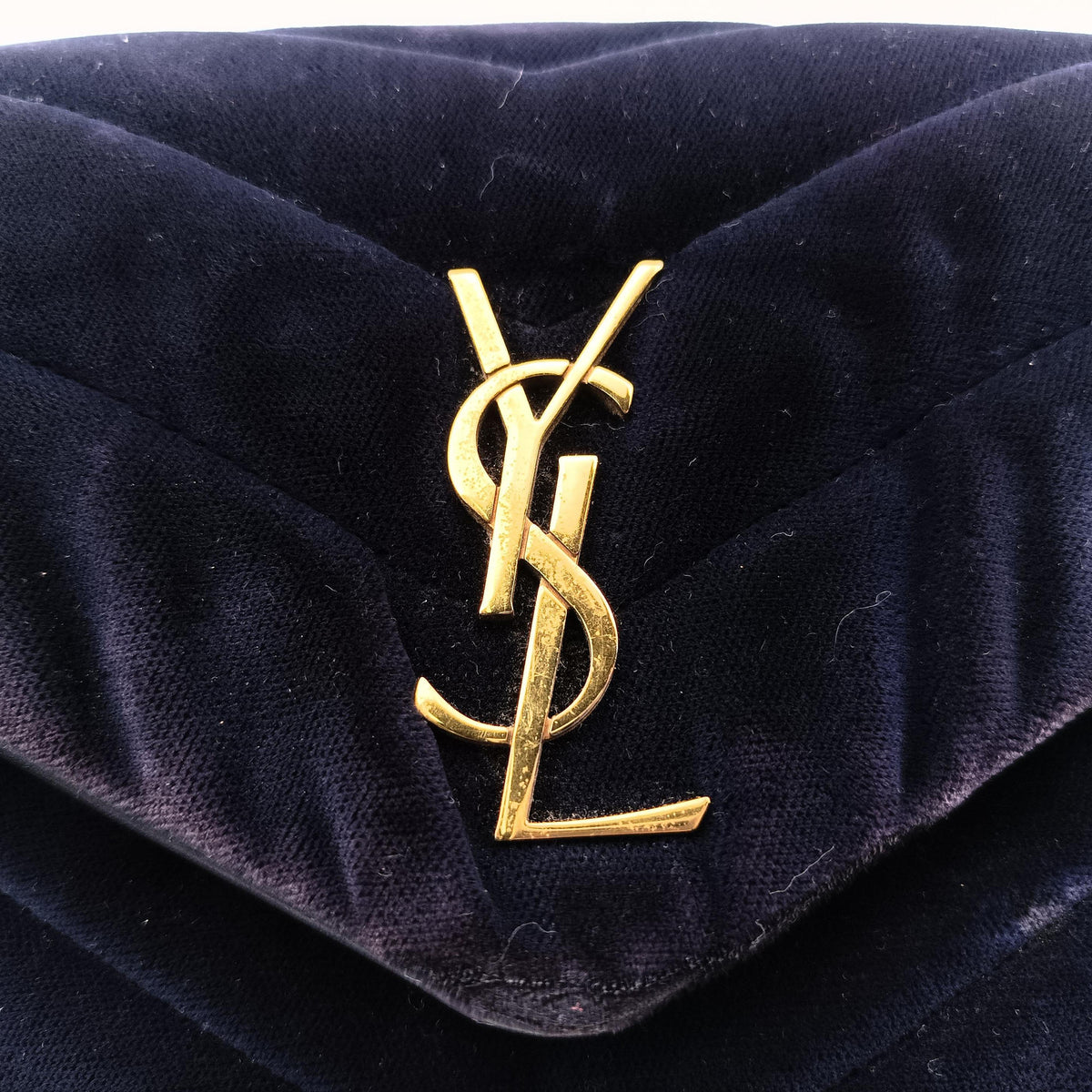 Vintage Yves Saint Laurent Monogram Lulutoy Navy velour 467072 shoulderbag | stylenewstar