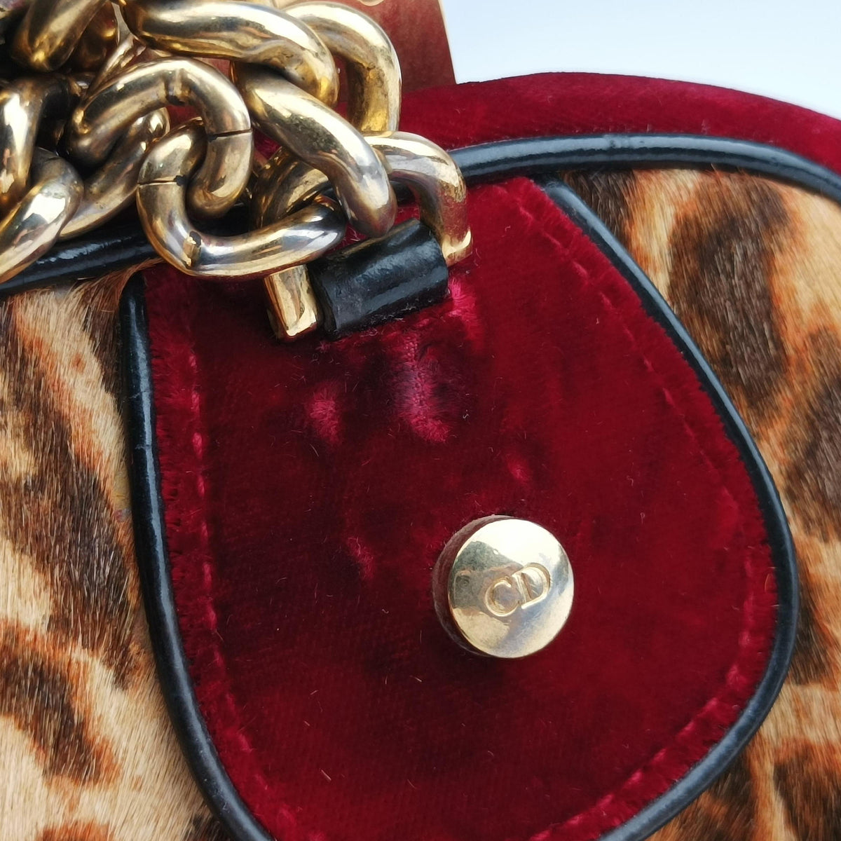 Secondhand Christian Dior Dice Leopard Bowler Multicolour ponyhair×velour×patent  handbag | stylenewstar