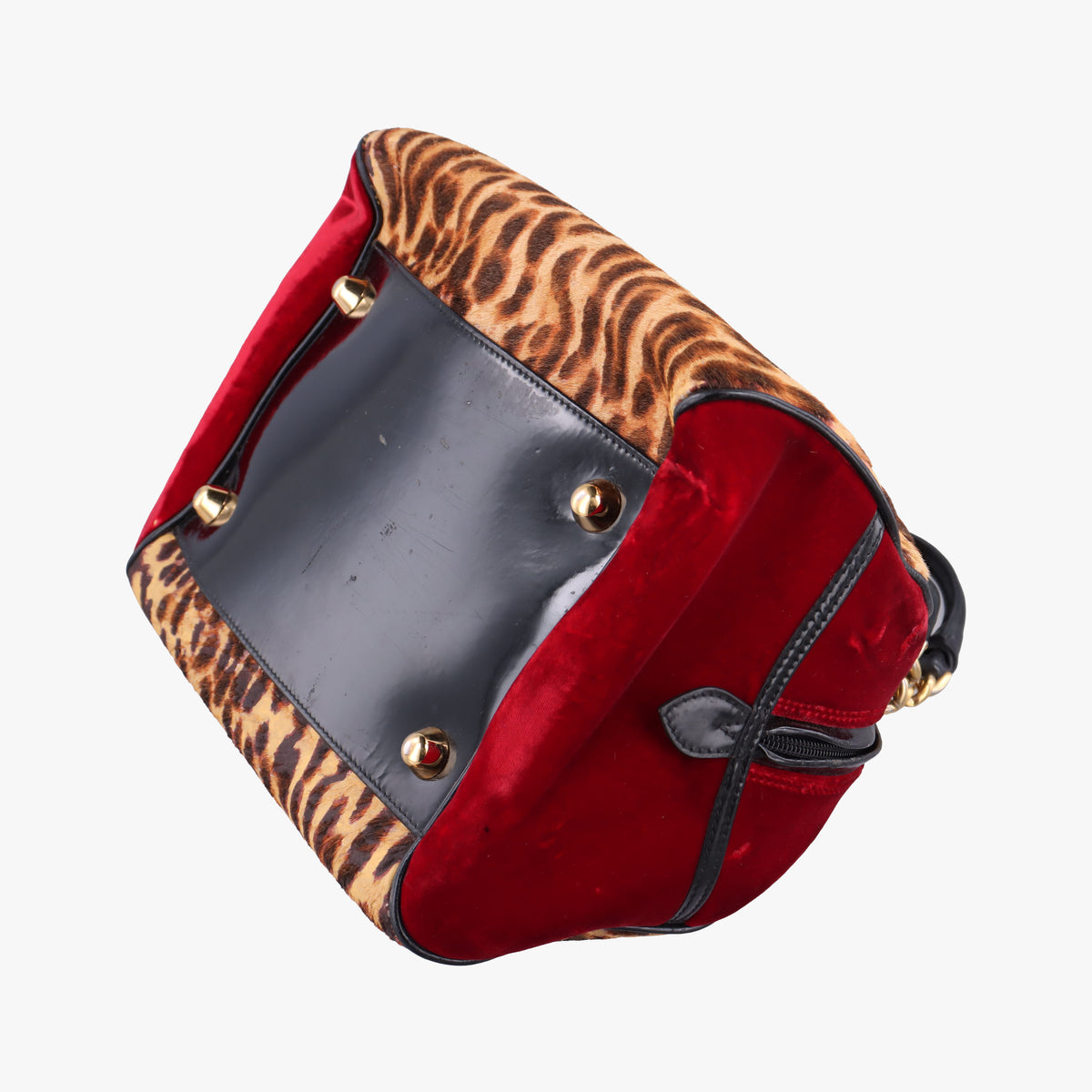 Secondhand Christian Dior Dice Leopard Bowler Multicolour ponyhair×velour×patent  handbag | stylenewstar