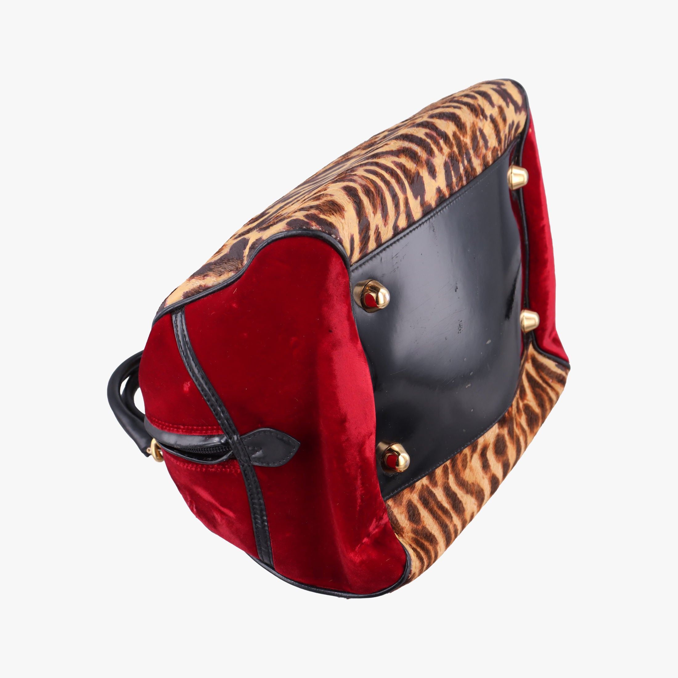Secondhand Christian Dior Dice Leopard Bowler Multicolour ponyhair×velour×patent  handbag | stylenewstar