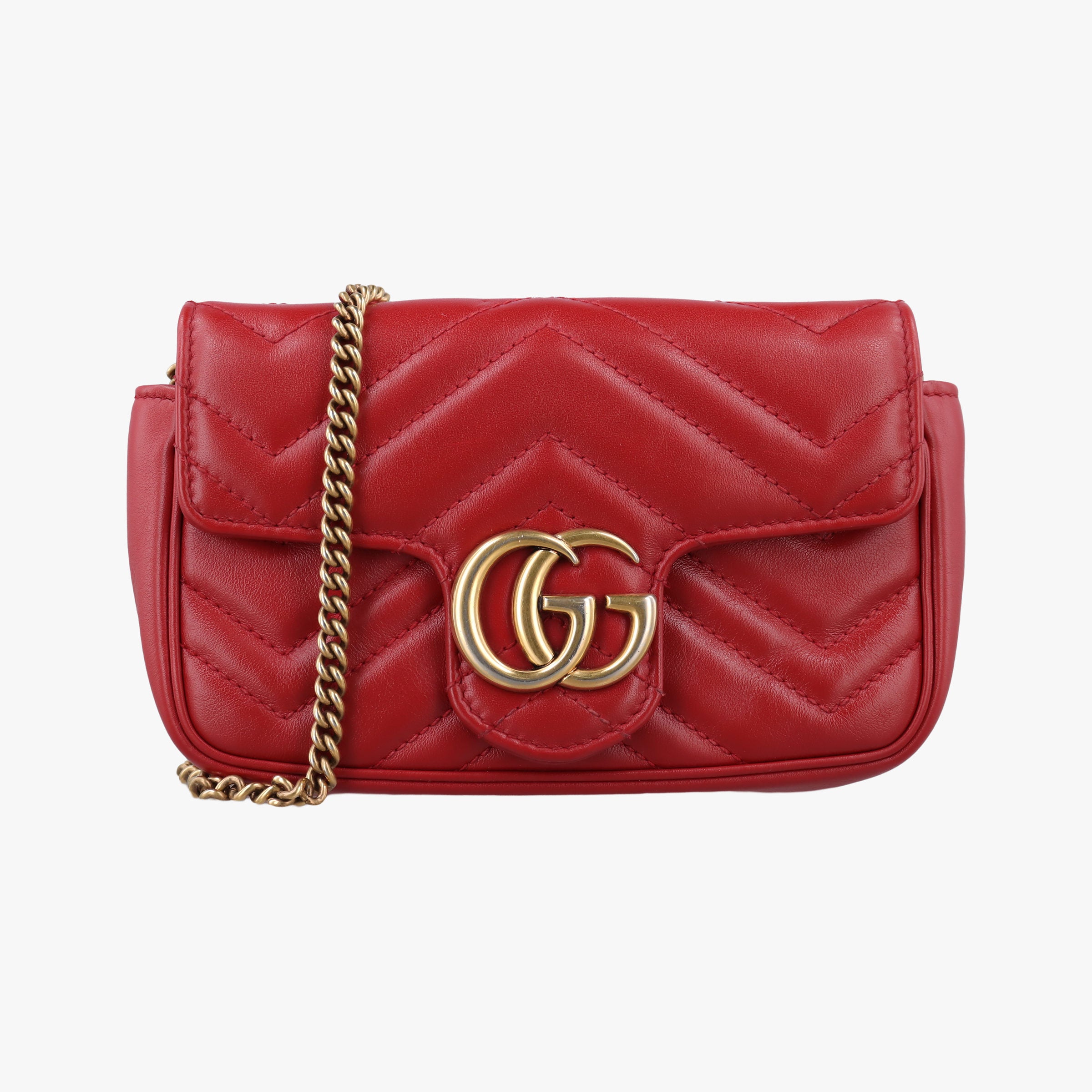 Pre-owned Gucci GG Marmont Red Leather 476433 shoulderbag | stylenewstar