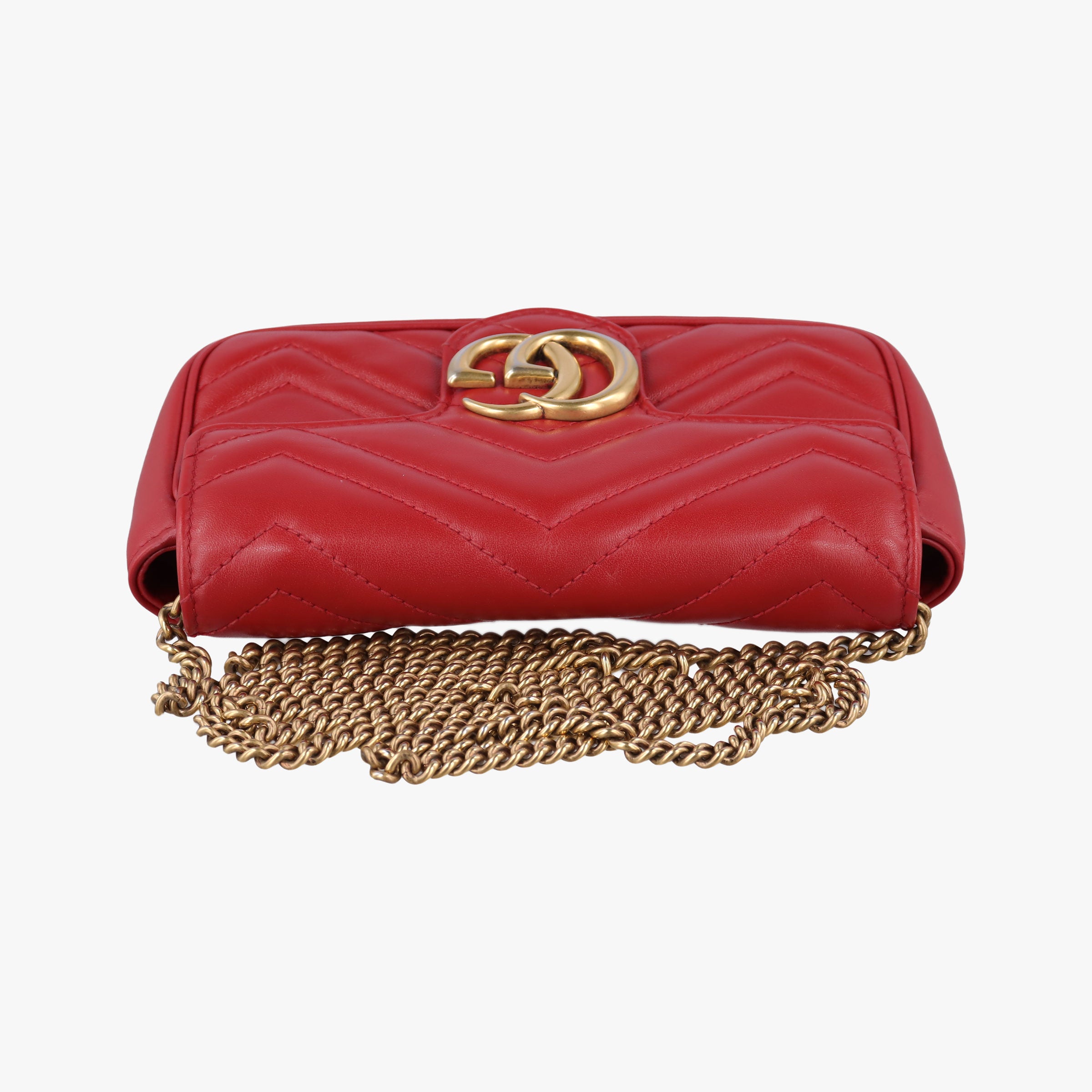 Pre-owned Gucci GG Marmont Red Leather 476433 shoulderbag | stylenewstar