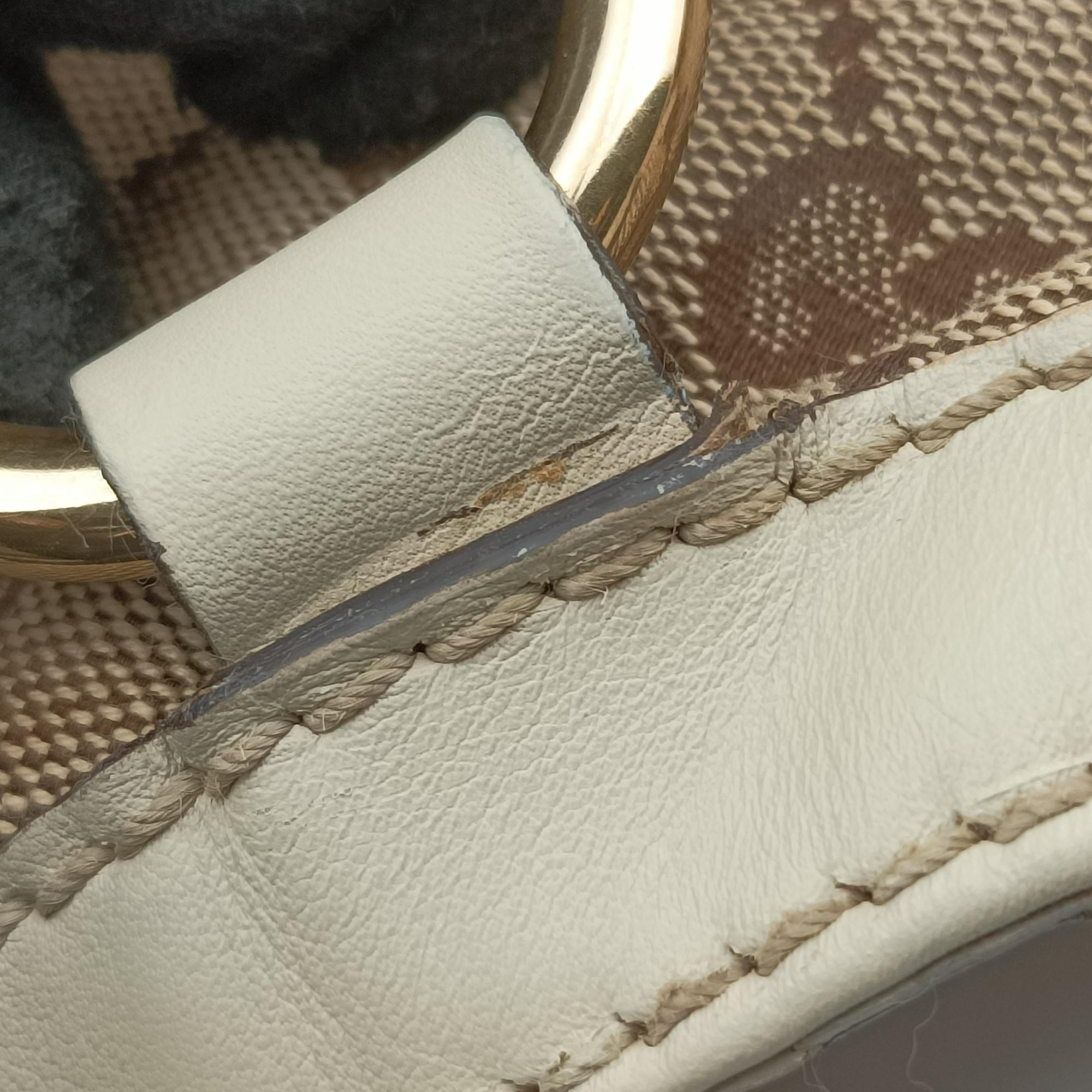 Pre-owned Gucci Sukey White×Beige canvas×leather 211943 handbag | stylenewstar