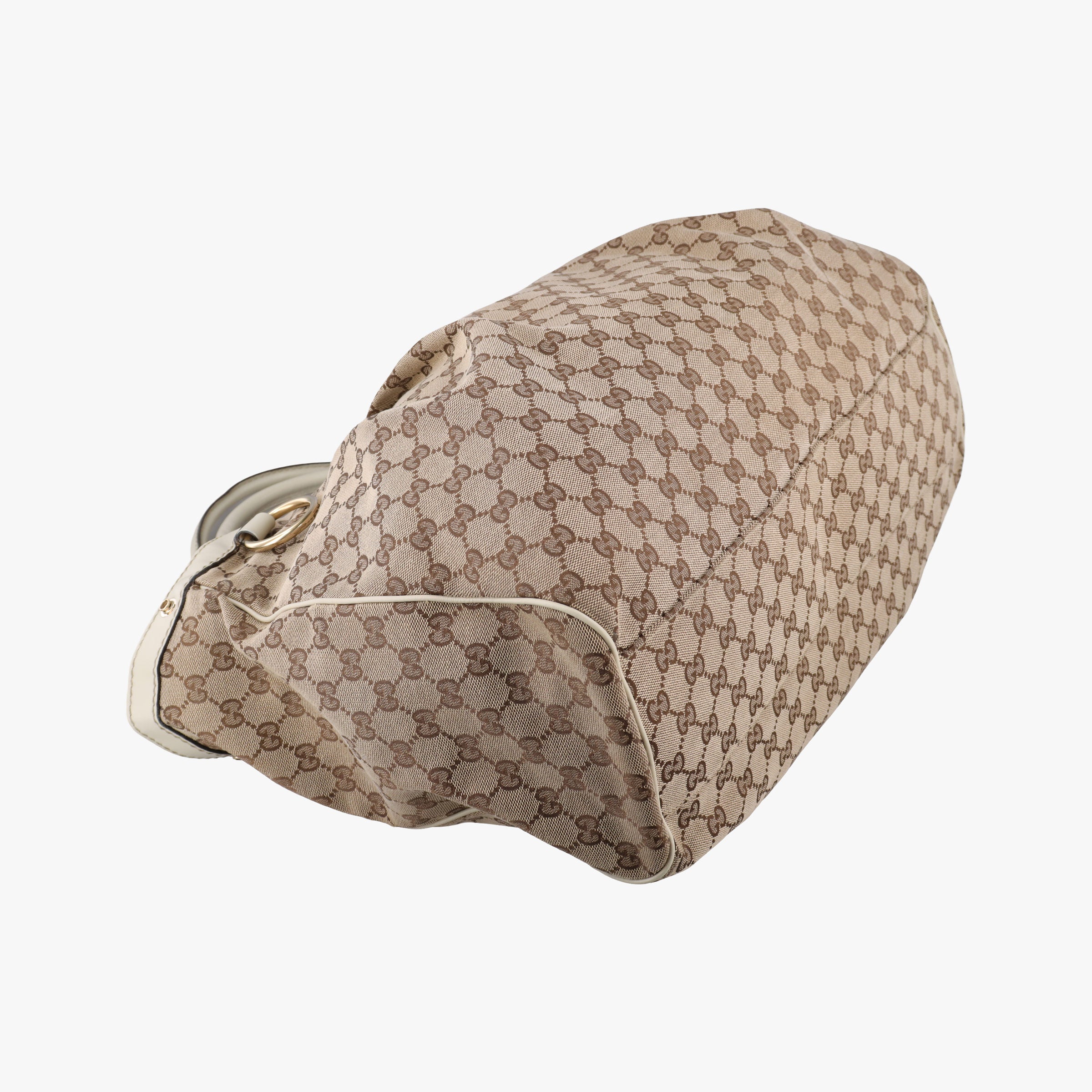 Pre-owned Gucci Sukey White×Beige canvas×leather 211943 handbag | stylenewstar