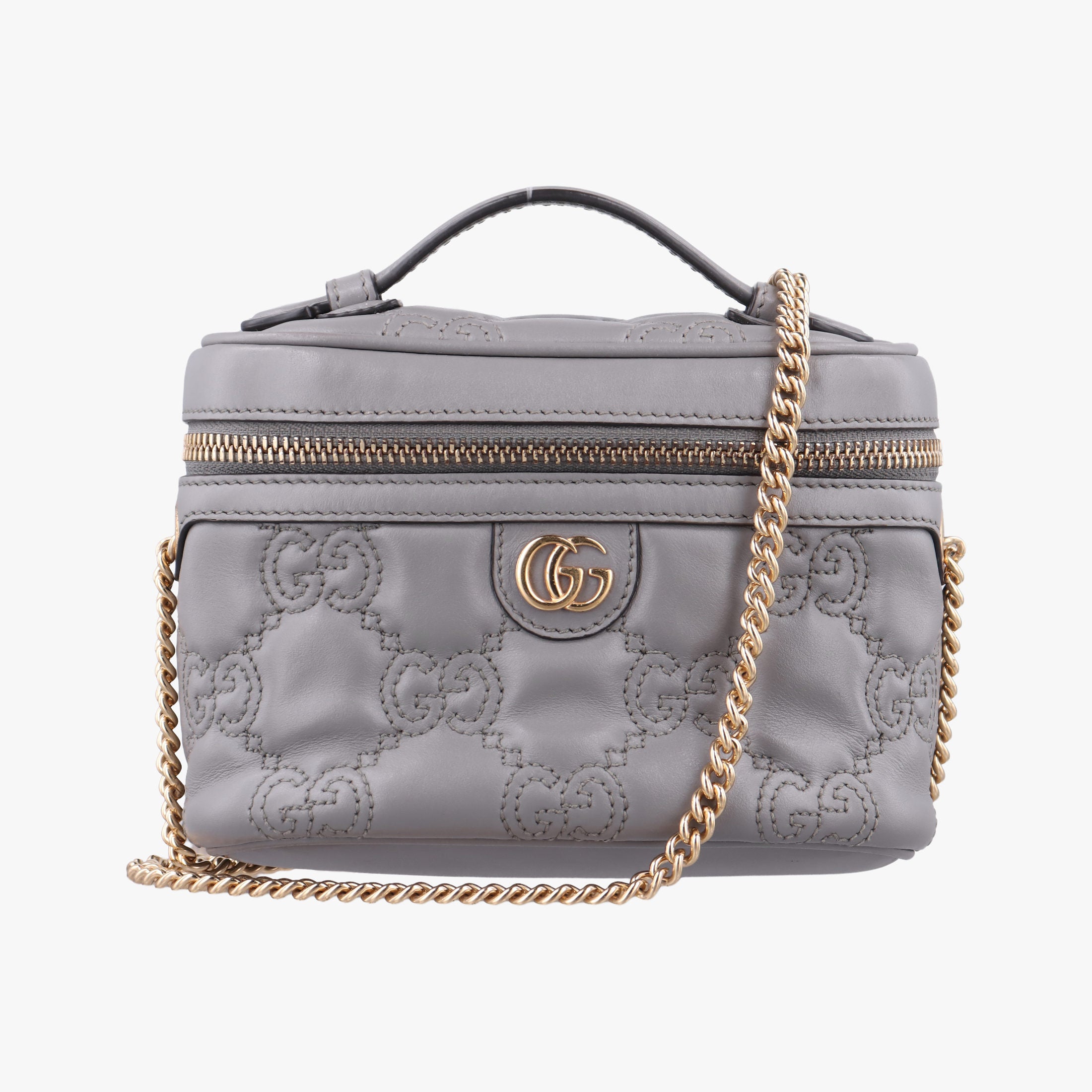 Pre-owned Gucci GG Matelasse Grey Leather 723770 shoulderbag | stylenewstar