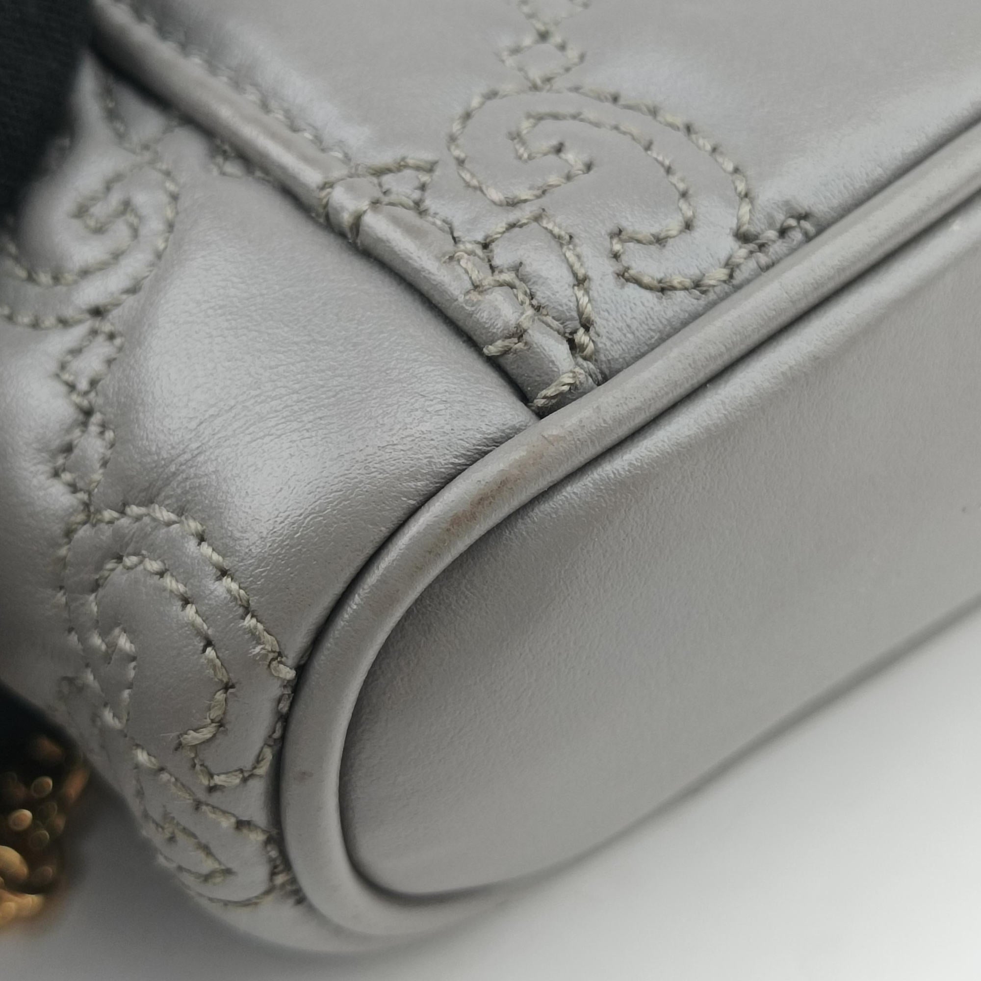Pre-owned Gucci GG Matelasse Grey Leather 723770 shoulderbag | stylenewstar