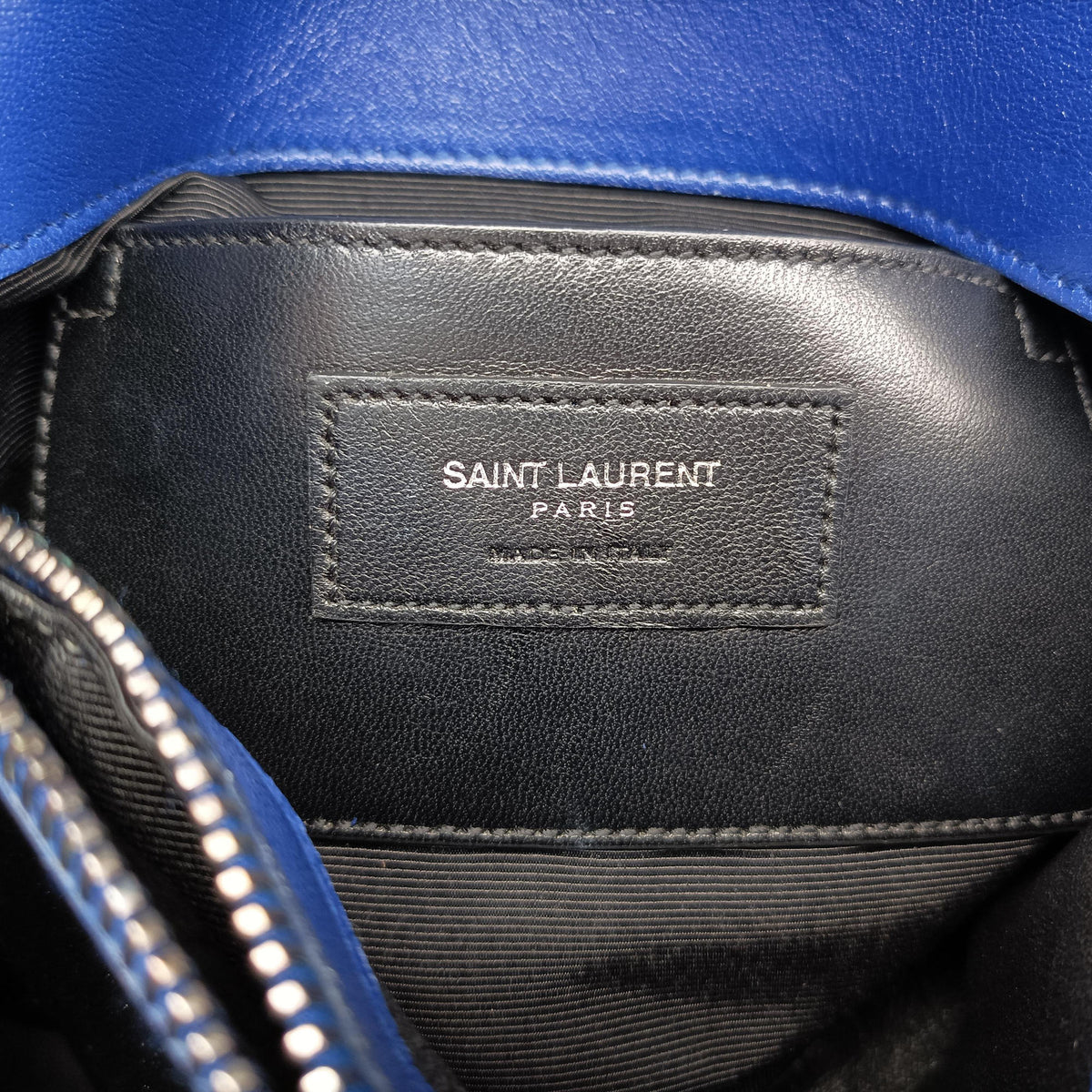 Pre-owned Yves Saint Laurent COLLEGE Blue Leather 392737 shoulderbag | stylenewstar