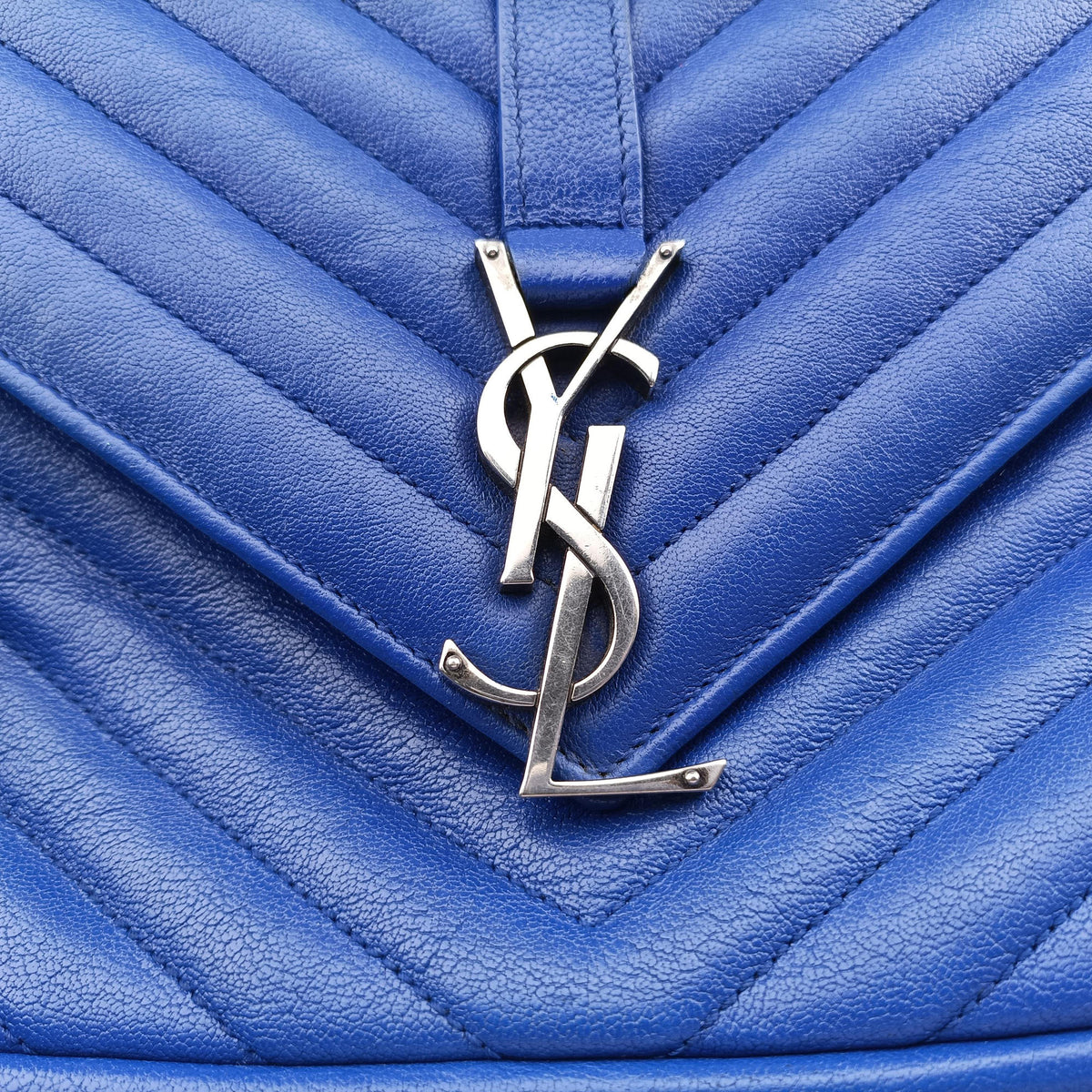 Pre-owned Yves Saint Laurent COLLEGE Blue Leather 392737 shoulderbag | stylenewstar