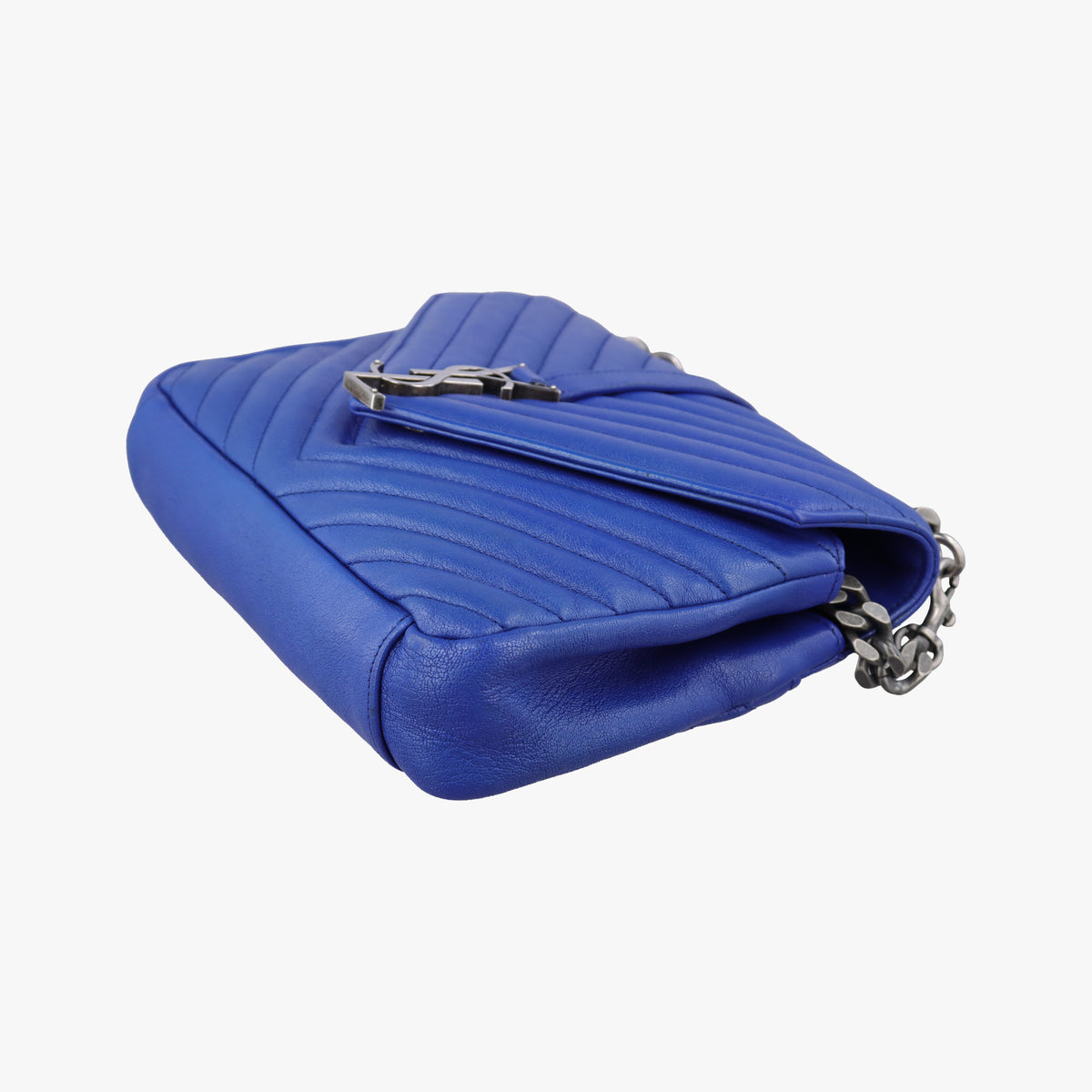 Pre-owned Yves Saint Laurent COLLEGE Blue Leather 392737 shoulderbag | stylenewstar