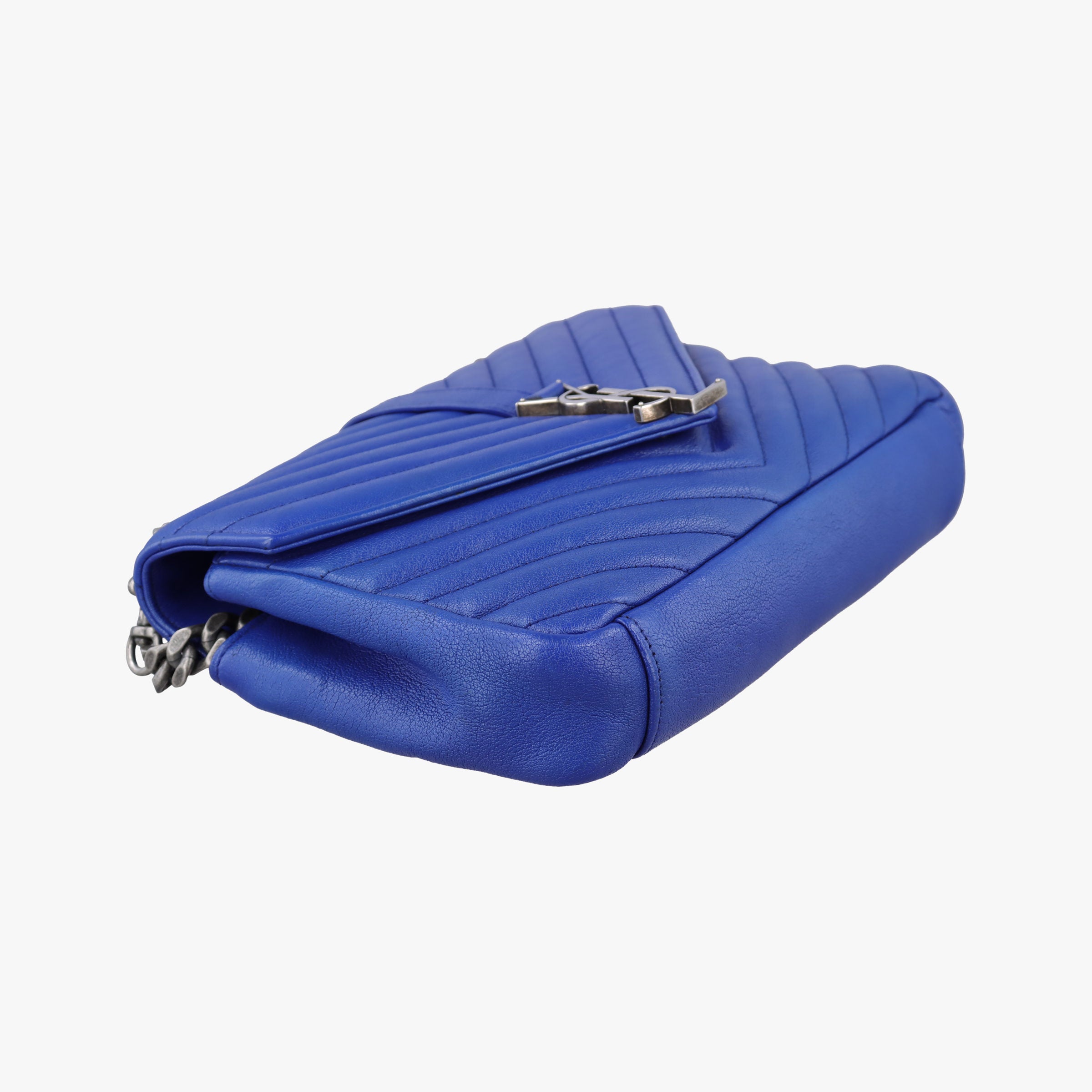 Pre-owned Yves Saint Laurent COLLEGE Blue Leather 392737 shoulderbag | stylenewstar