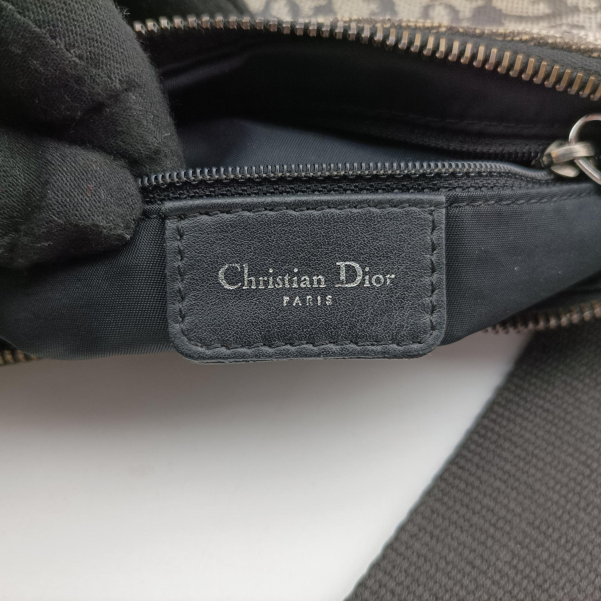 Vintage Christian Dior Trotter Double Saddle Grey×Brown Jacquard  shoulderbag | stylenewstar