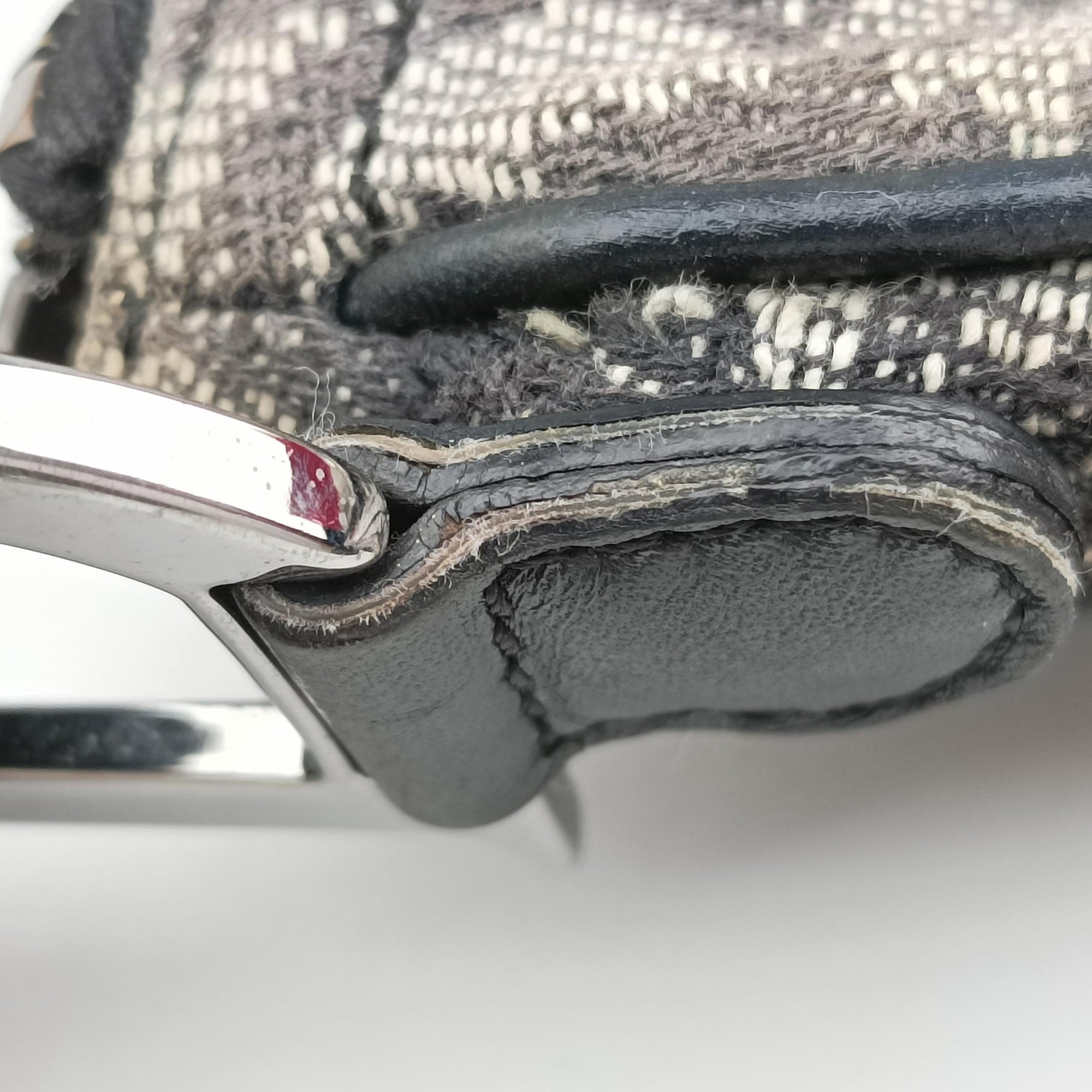 Vintage Christian Dior Trotter Double Saddle Grey×Brown Jacquard  shoulderbag | stylenewstar