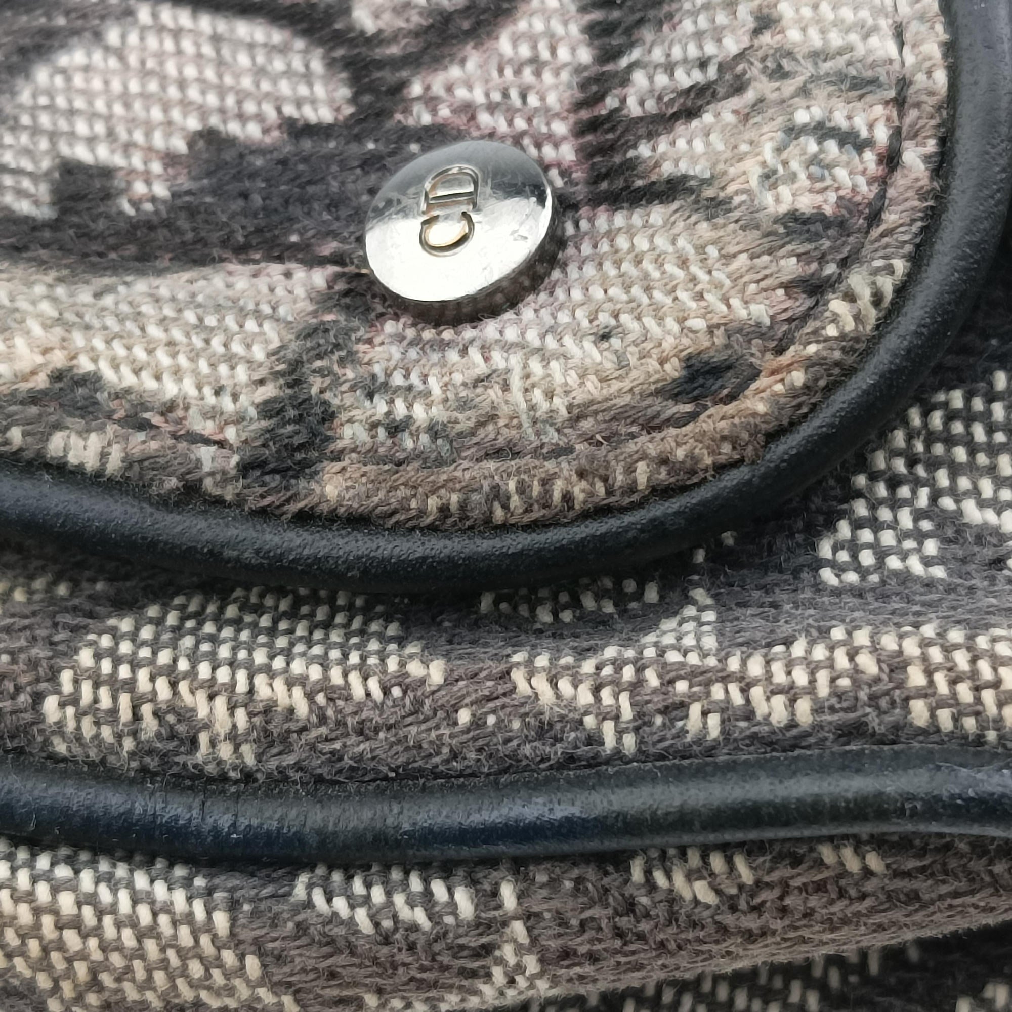 Vintage Christian Dior Trotter Double Saddle Grey×Brown Jacquard  shoulderbag | stylenewstar