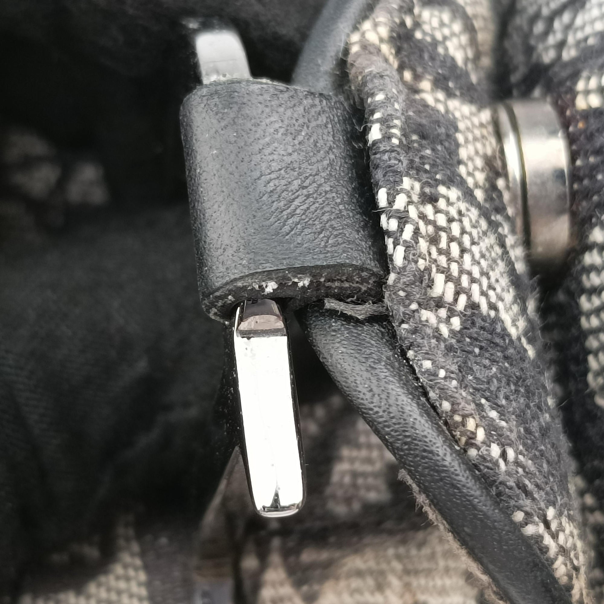 Vintage Christian Dior Trotter Double Saddle Grey×Brown Jacquard  shoulderbag | stylenewstar