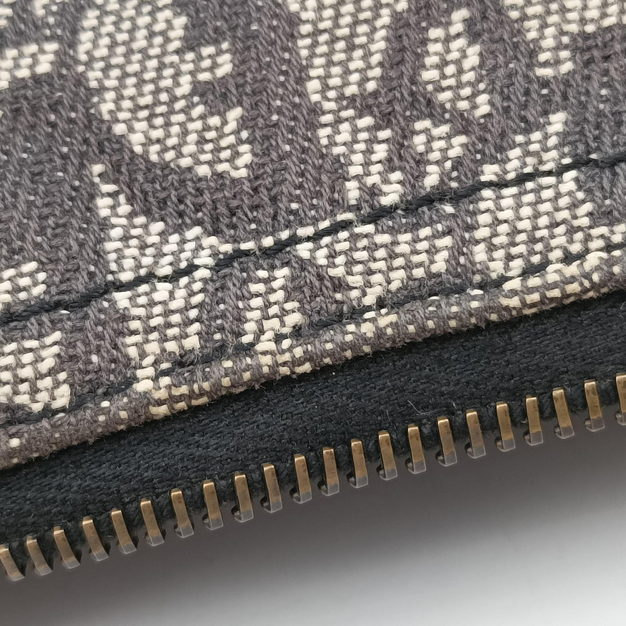 Vintage Christian Dior Trotter Double Saddle Grey×Brown Jacquard  shoulderbag | stylenewstar