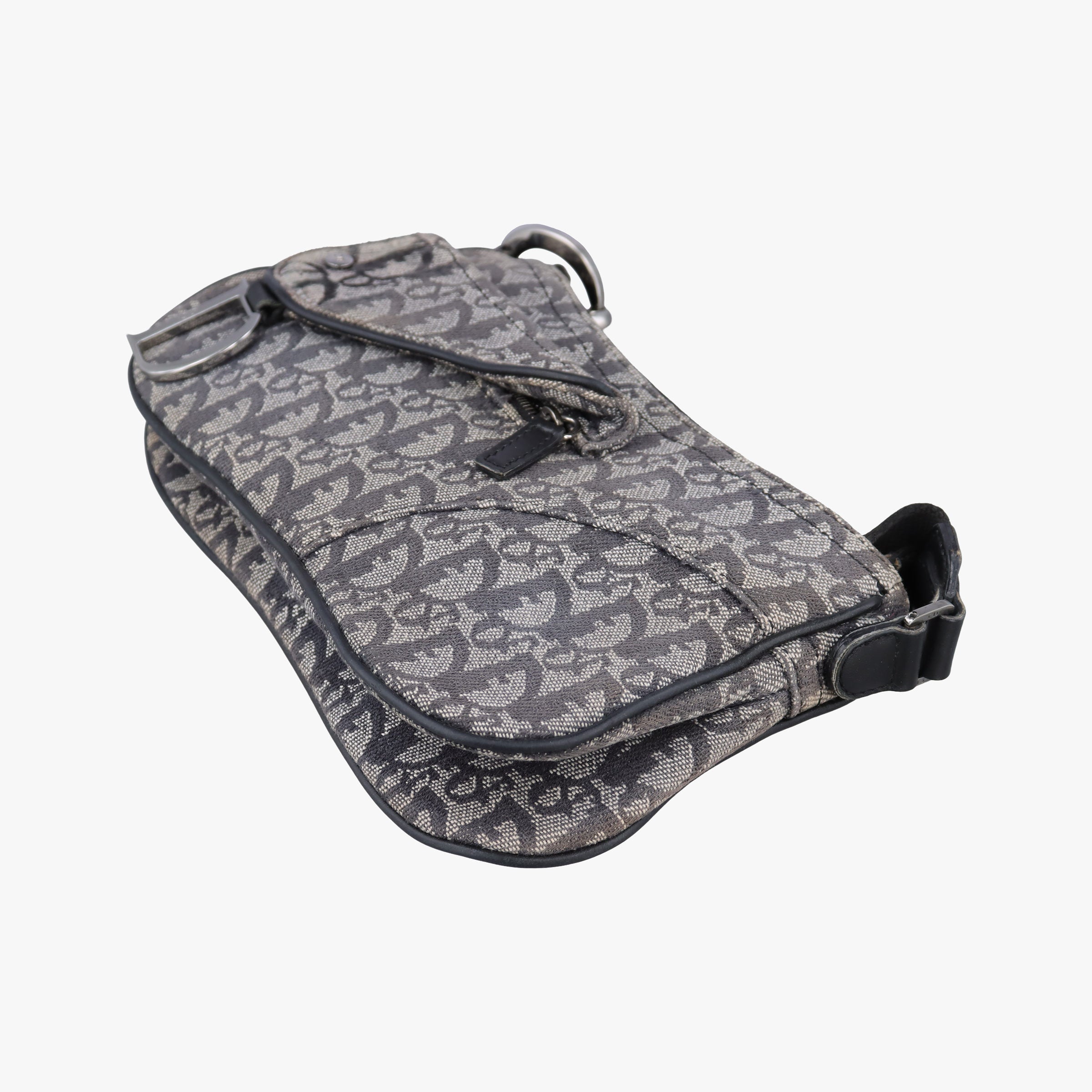 Vintage Christian Dior Trotter Double Saddle Grey×Brown Jacquard  shoulderbag | stylenewstar