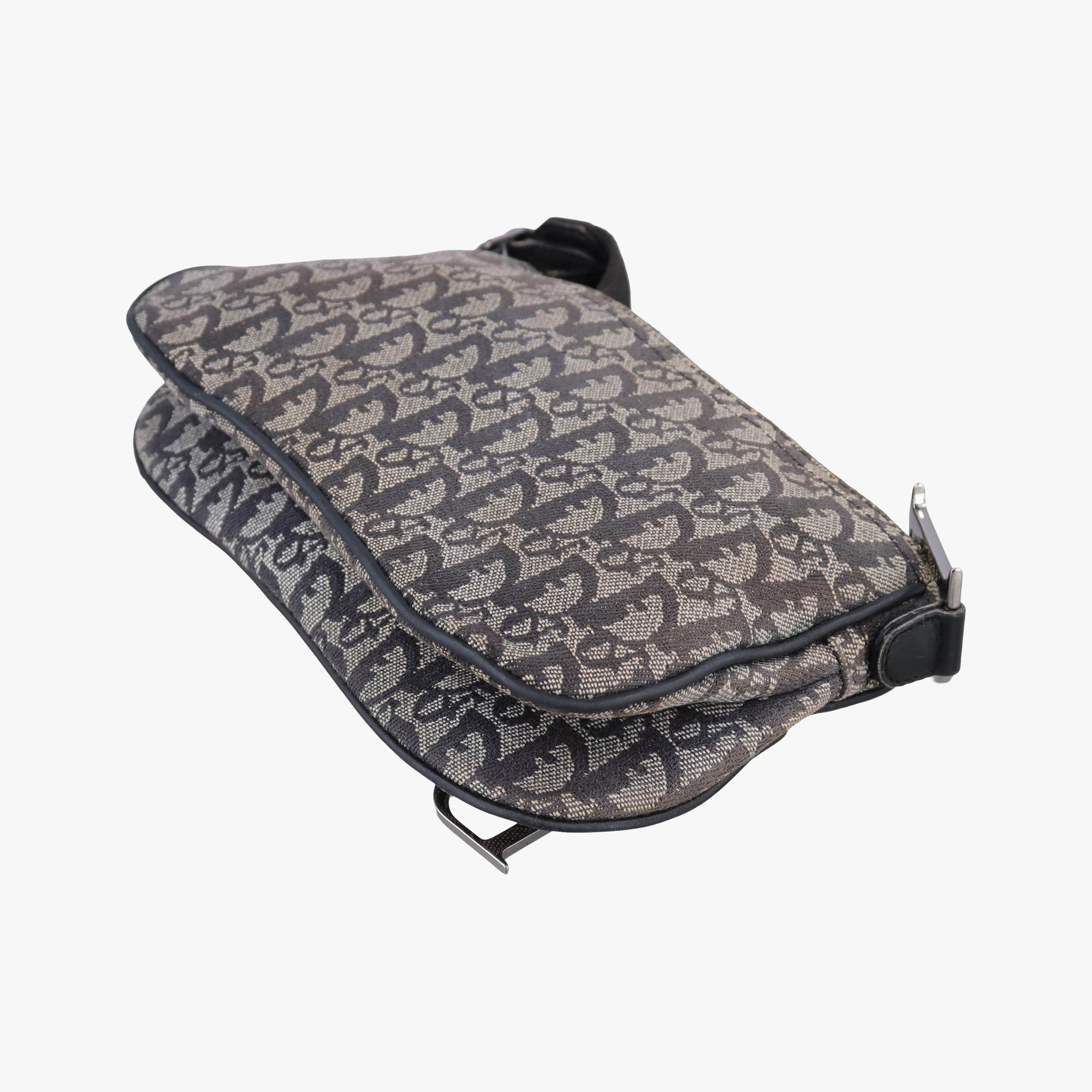 Vintage Christian Dior Trotter Double Saddle Grey×Brown Jacquard  shoulderbag | stylenewstar