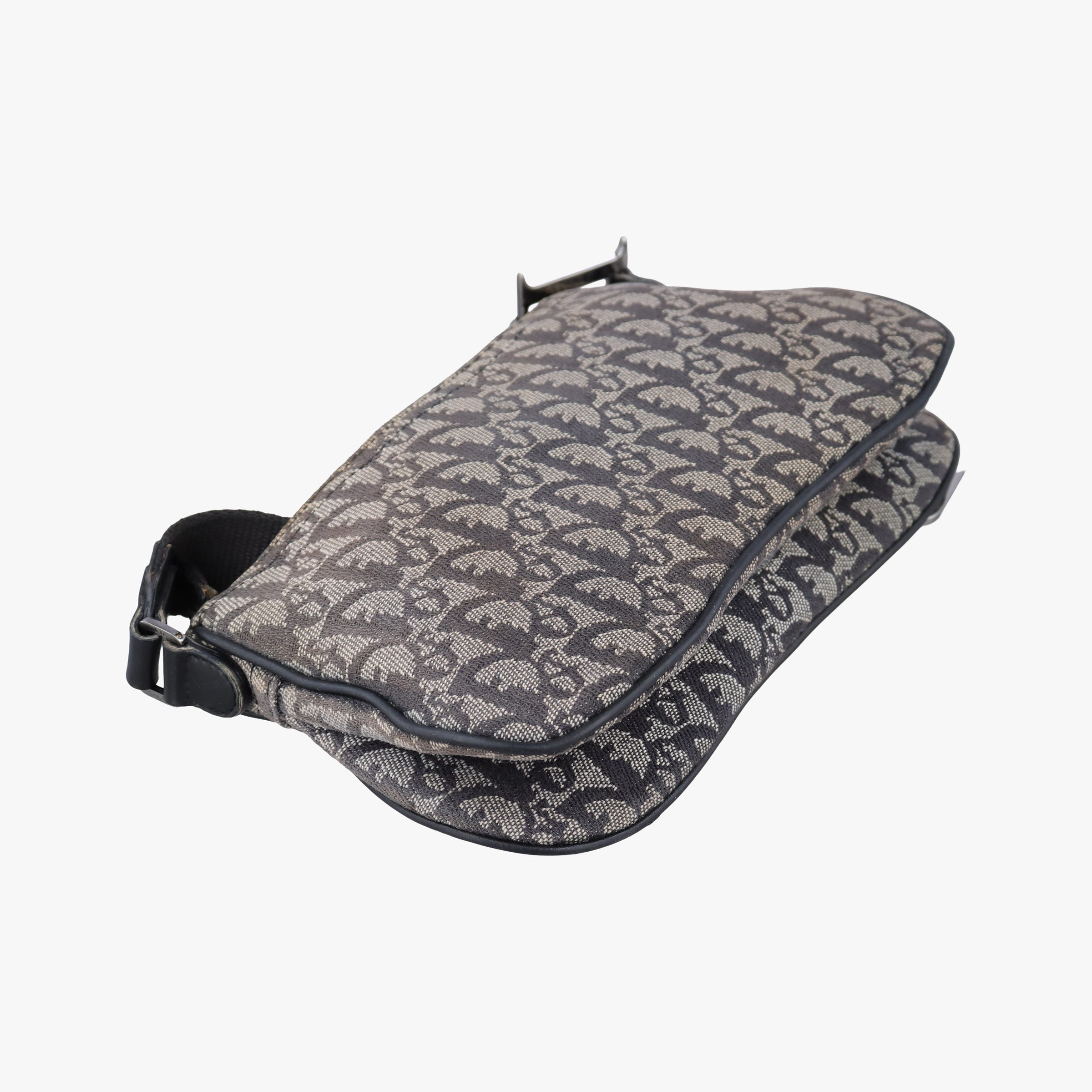 Vintage Christian Dior Trotter Double Saddle Grey×Brown Jacquard  shoulderbag | stylenewstar