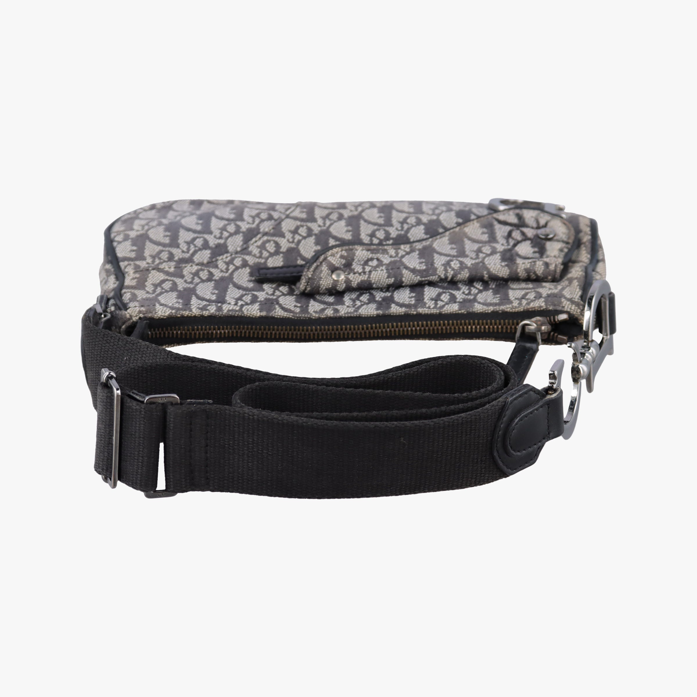 Vintage Christian Dior Trotter Double Saddle Grey×Brown Jacquard  shoulderbag | stylenewstar