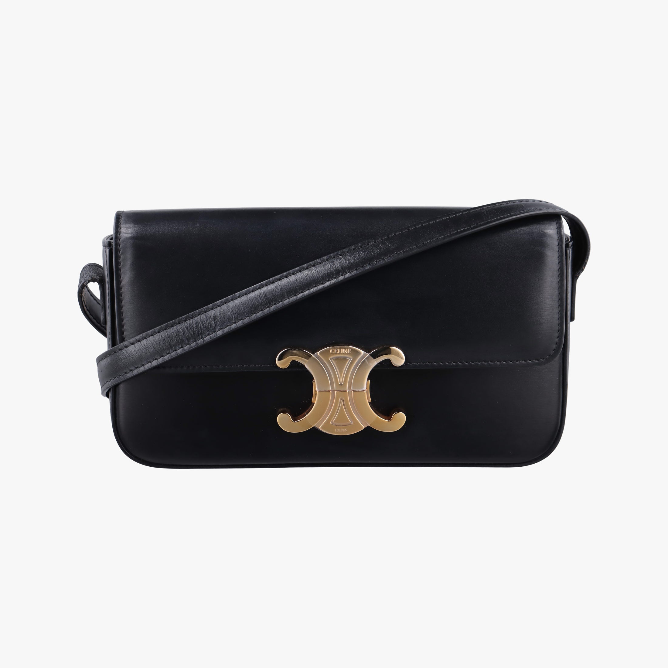 Secondhand Celine Claude Triomphe Black Leather  shoulderbag | stylenewstar