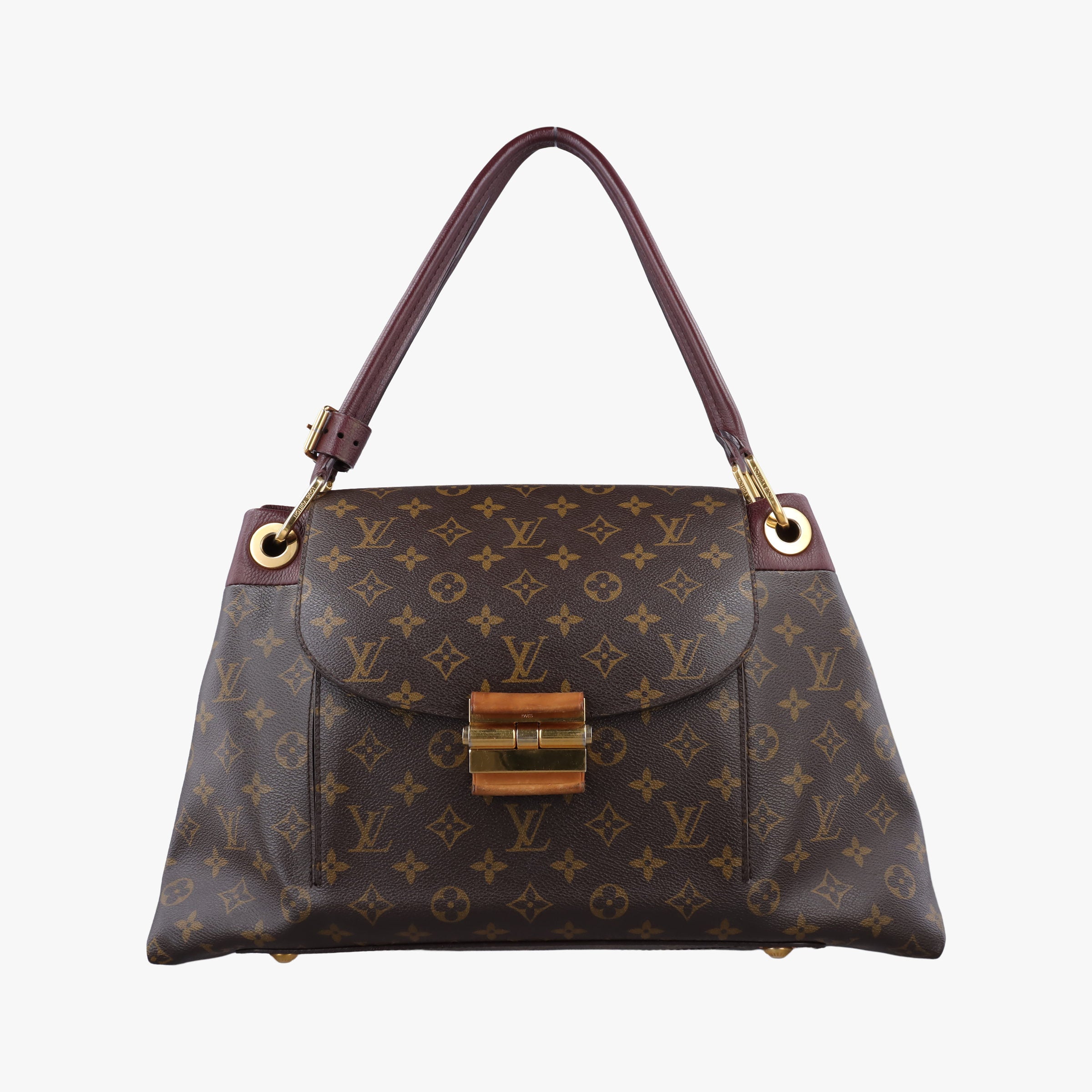 Vintage Louis Vuitton OLYMPE Brown×QUETSCHE Monogram Canvas×calf leather M40926 handbag | stylenewstar