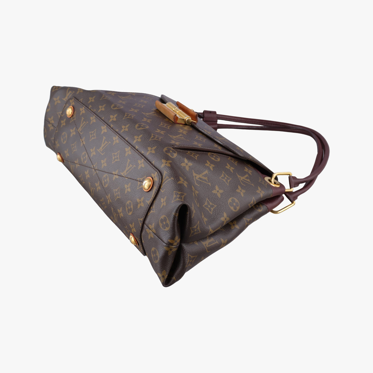 Vintage Louis Vuitton OLYMPE Brown×QUETSCHE Monogram Canvas×calf leather M40926 handbag | stylenewstar