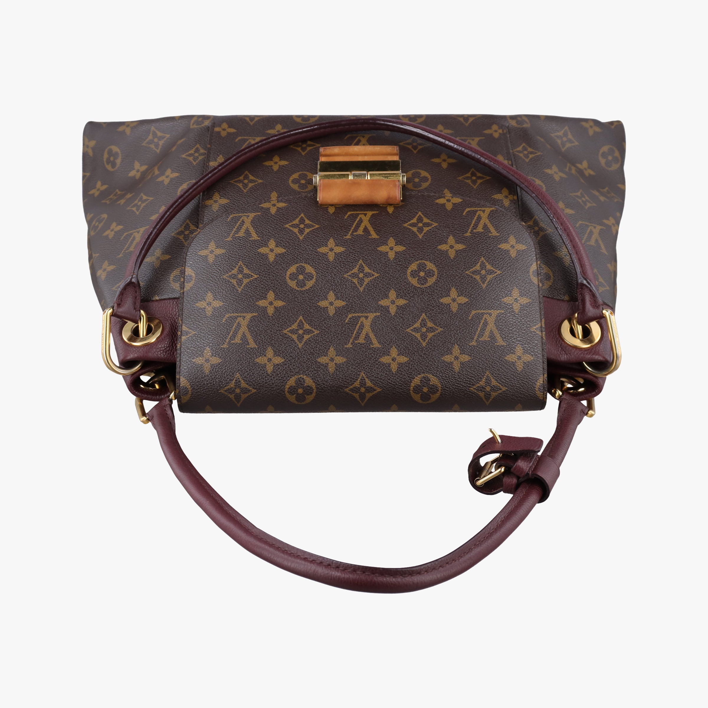 Vintage Louis Vuitton OLYMPE Brown×QUETSCHE Monogram Canvas×calf leather M40926 handbag | stylenewstar