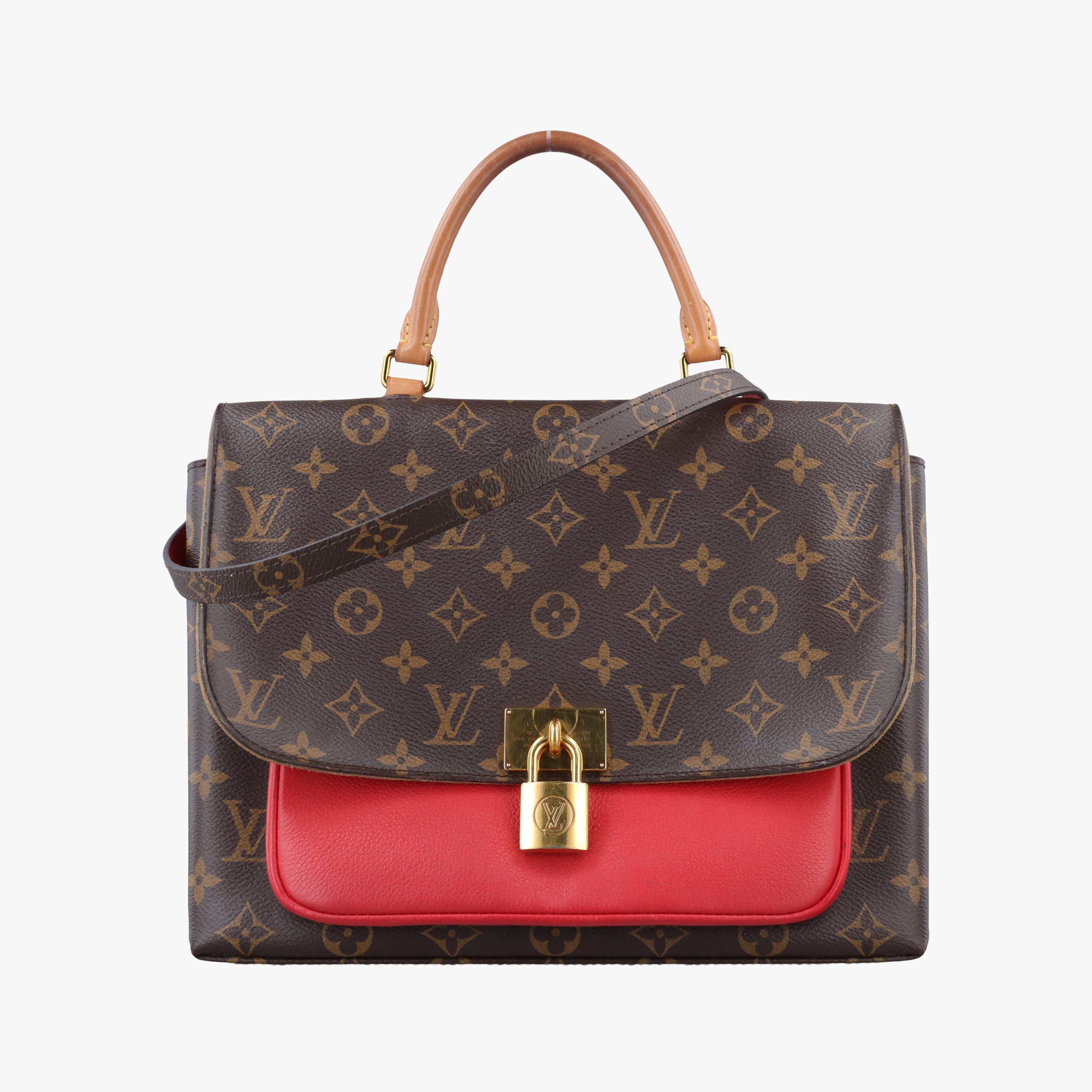Pre-owned Louis Vuitton MARIGNAN Brown×COQUELICOT Monogram Canvas×calf leather M44544 shoulderbag | stylenewstar