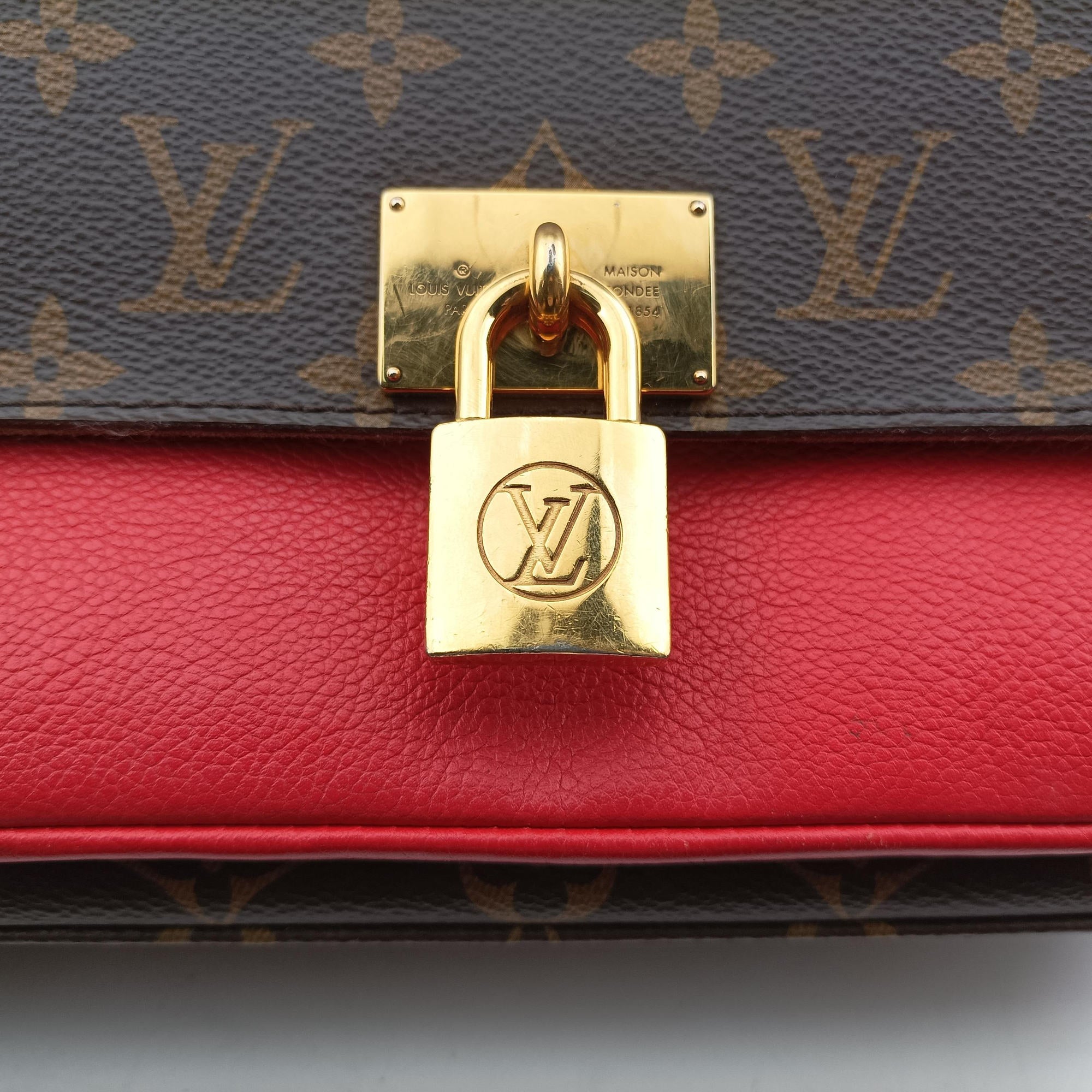 Pre-owned Louis Vuitton MARIGNAN Brown×COQUELICOT Monogram Canvas×calf leather M44544 shoulderbag | stylenewstar