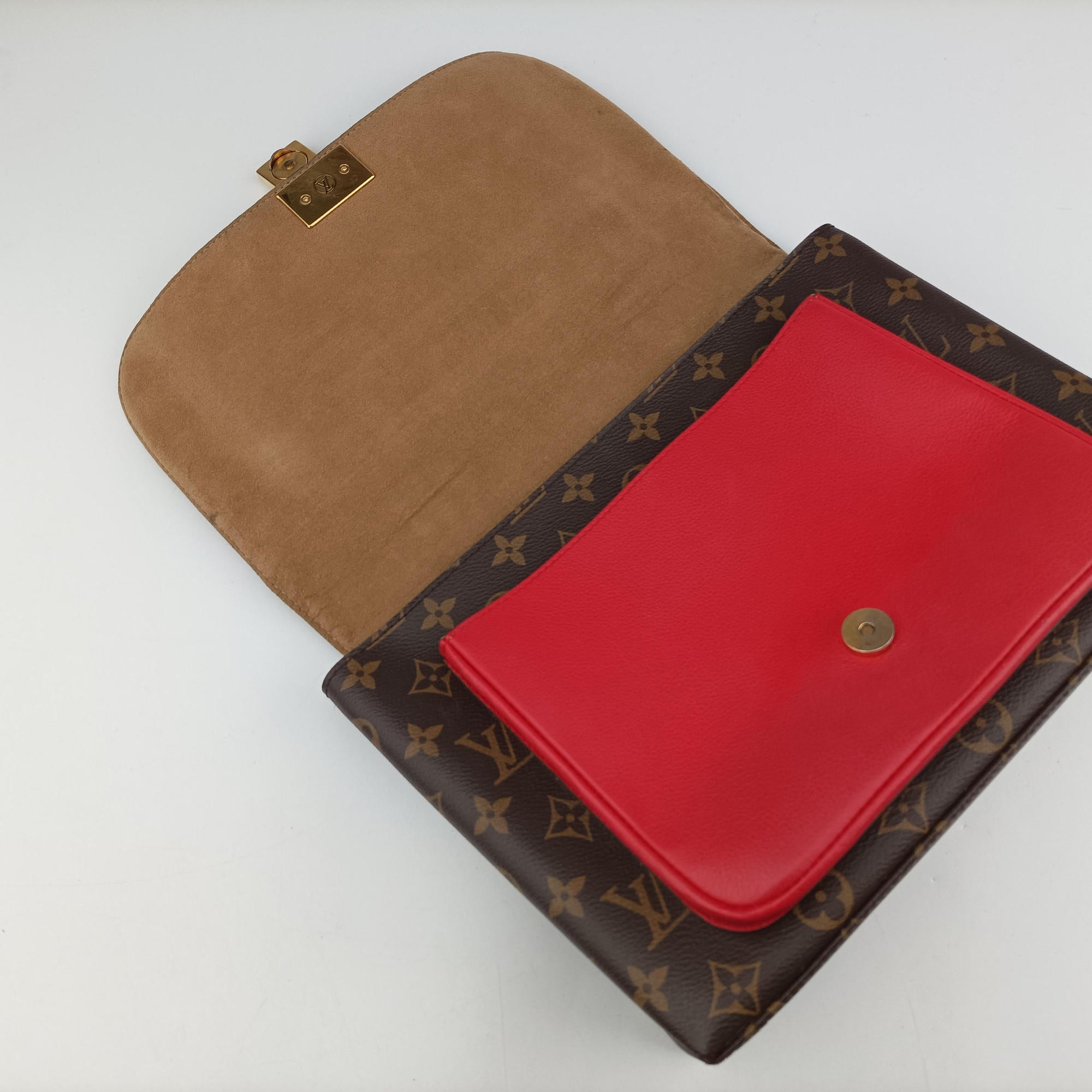 Pre-owned Louis Vuitton MARIGNAN Brown×COQUELICOT Monogram Canvas×calf leather M44544 shoulderbag | stylenewstar