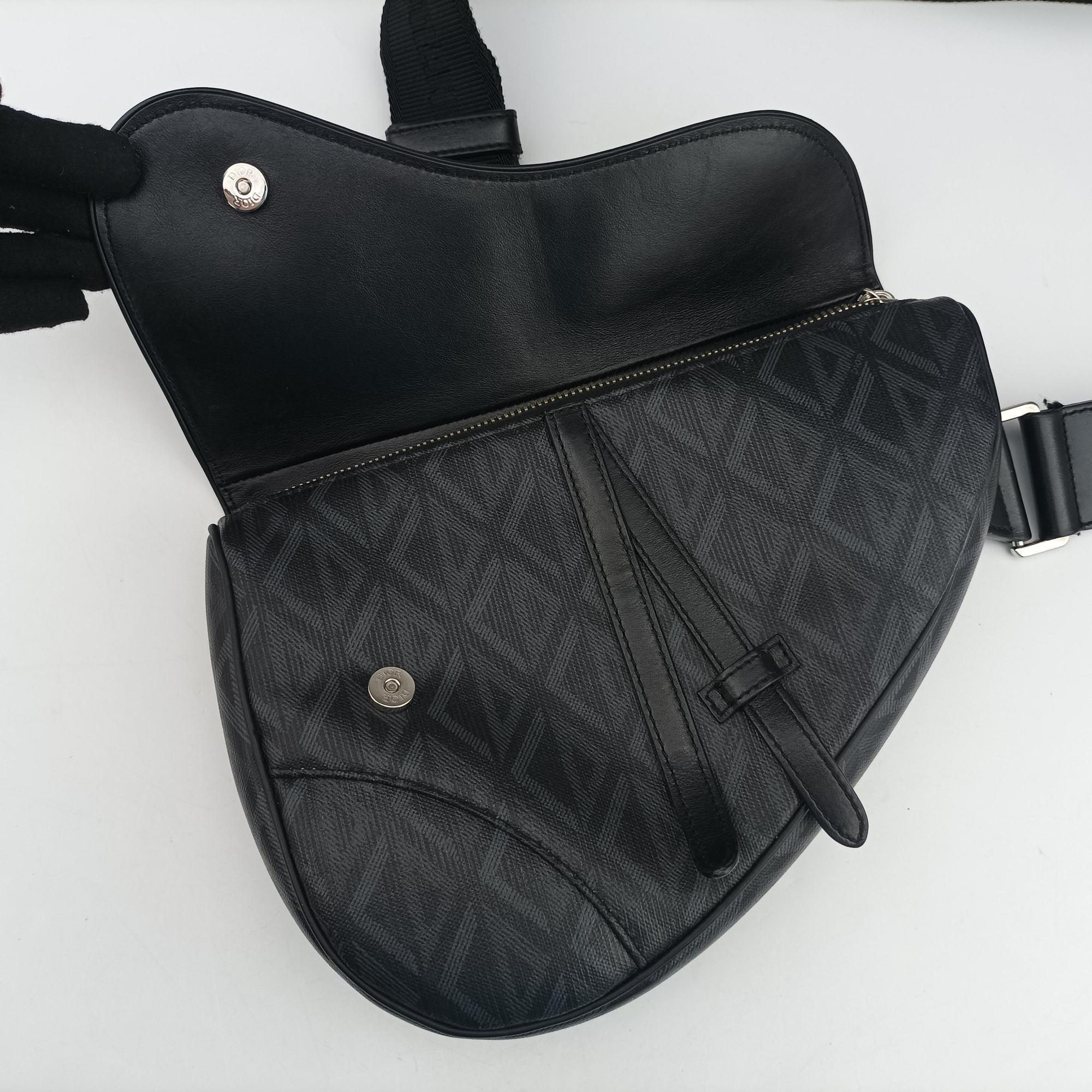 Secondhand Christian Dior Saddle Black×Blue Leather  crossbodybag | stylenewstar